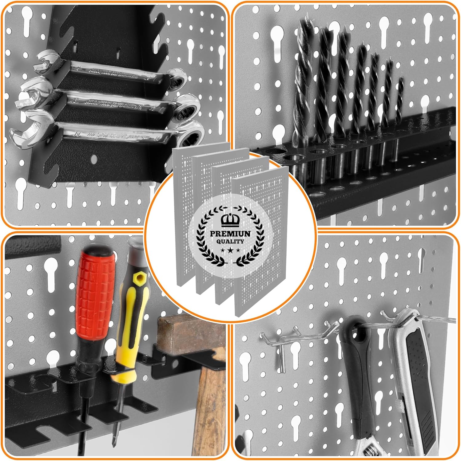 METALLMOBELL - Pannello Porta Attrezzi da Parete 160x60x2cm - immagine 5