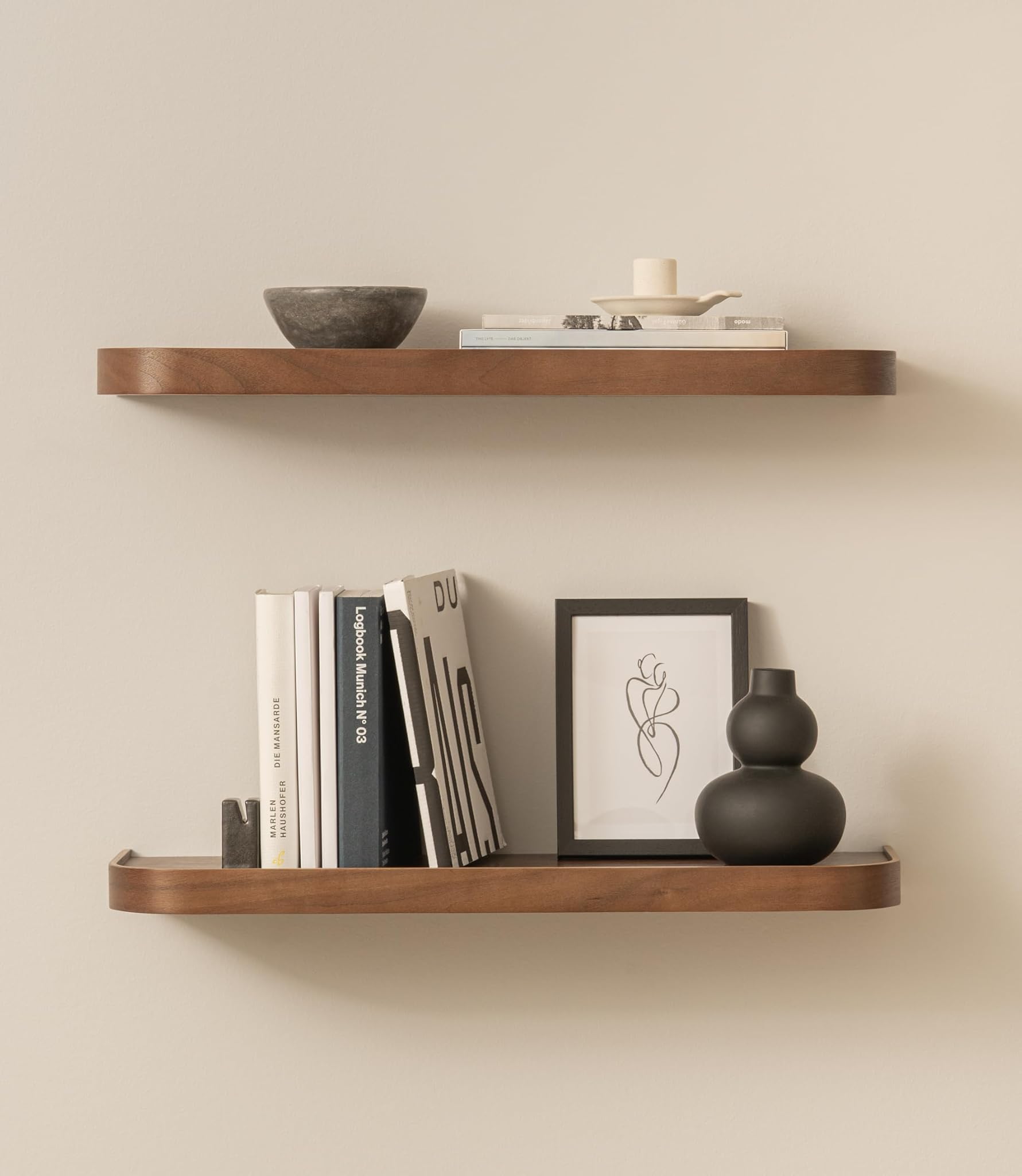 Kazai.® Mensole da Muro Set 'Toke' in Legno Vero