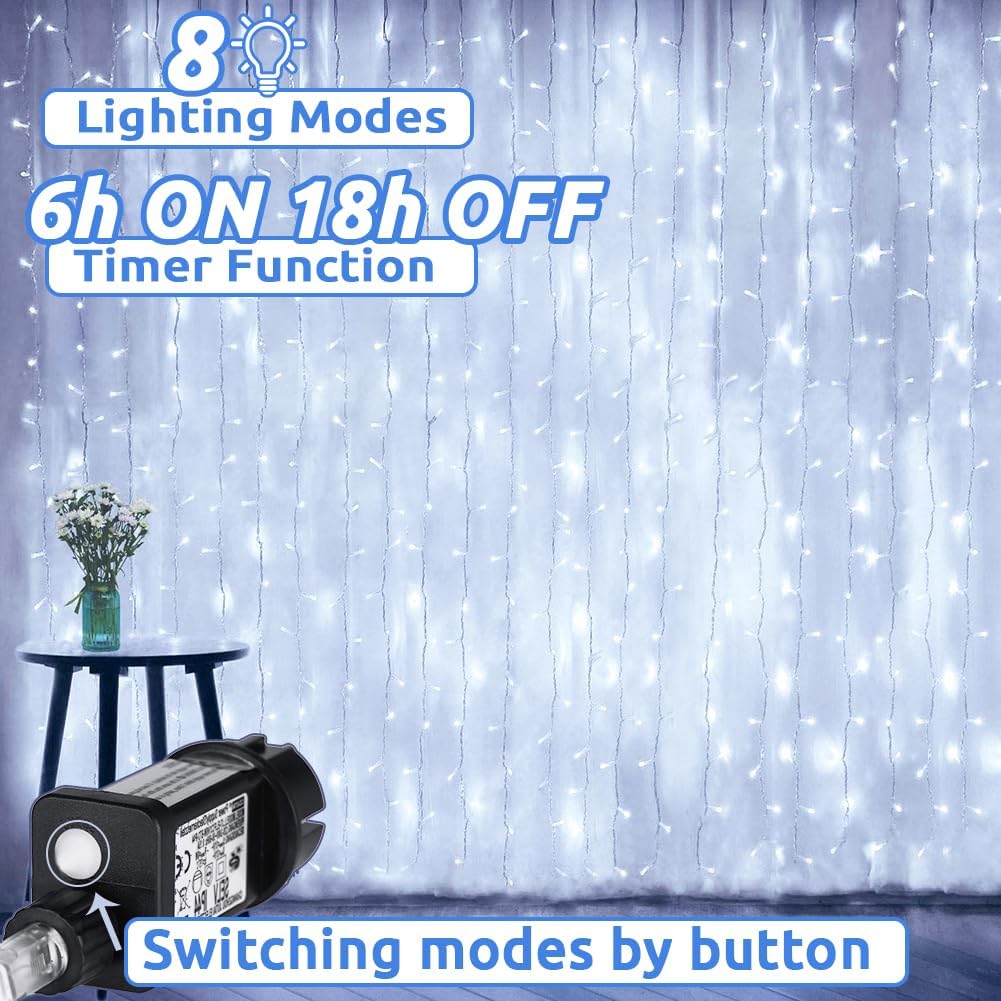 Dekofun Tenda Luminosa 2 Pezzi 600 LED Cascata 6x3m - immagine 2