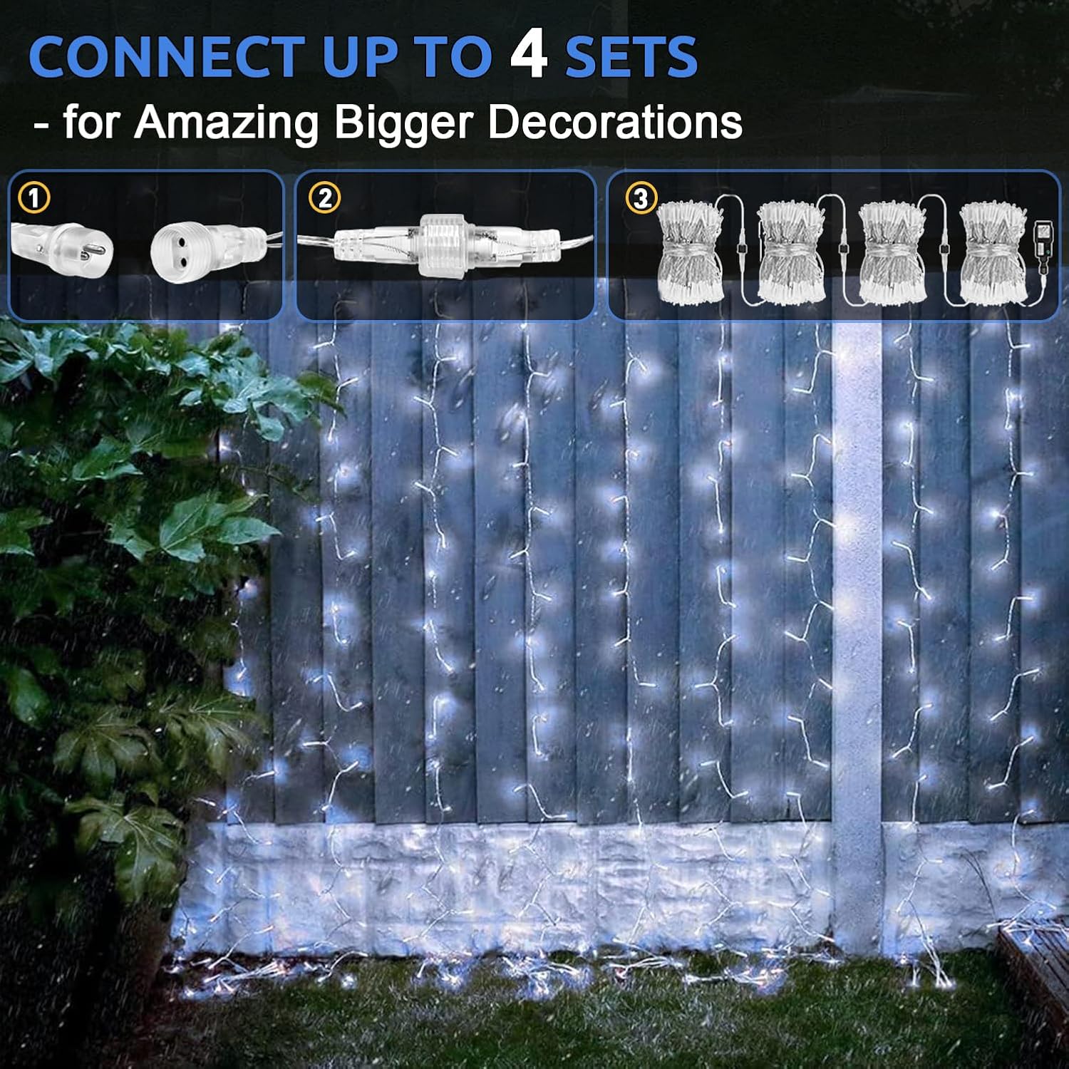 Dekofun Tenda Luminosa 2 Pezzi 600 LED Cascata 6x3m - immagine 4