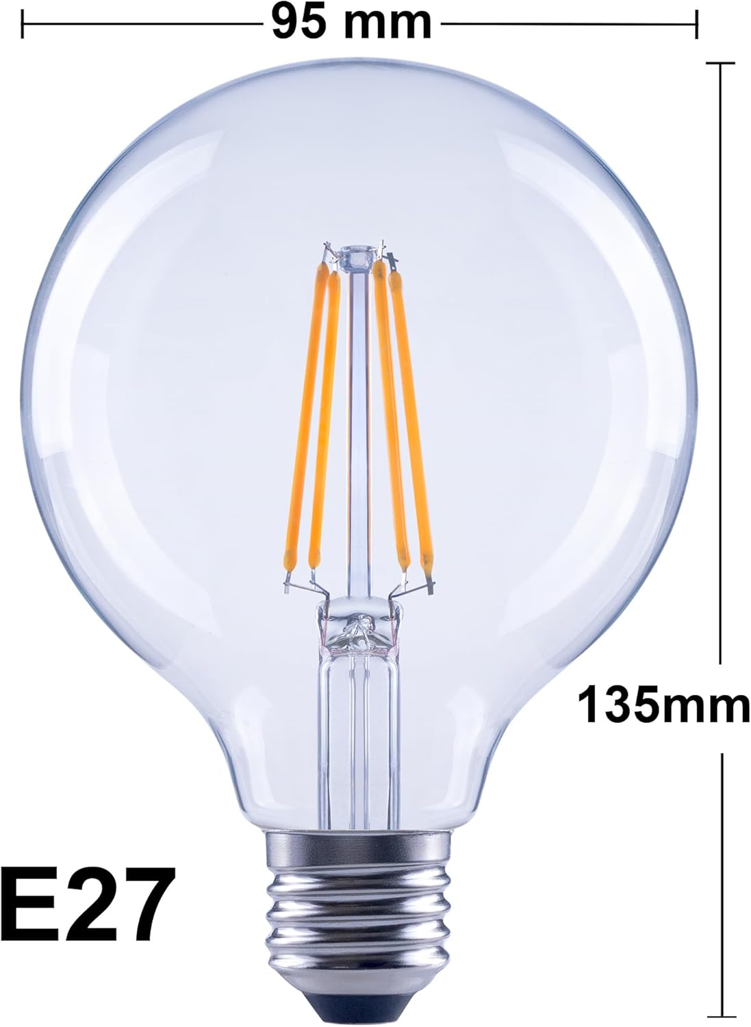 Greenandco 8 Lampadine Filamento LED E27 G95 7,2W - immagine 5