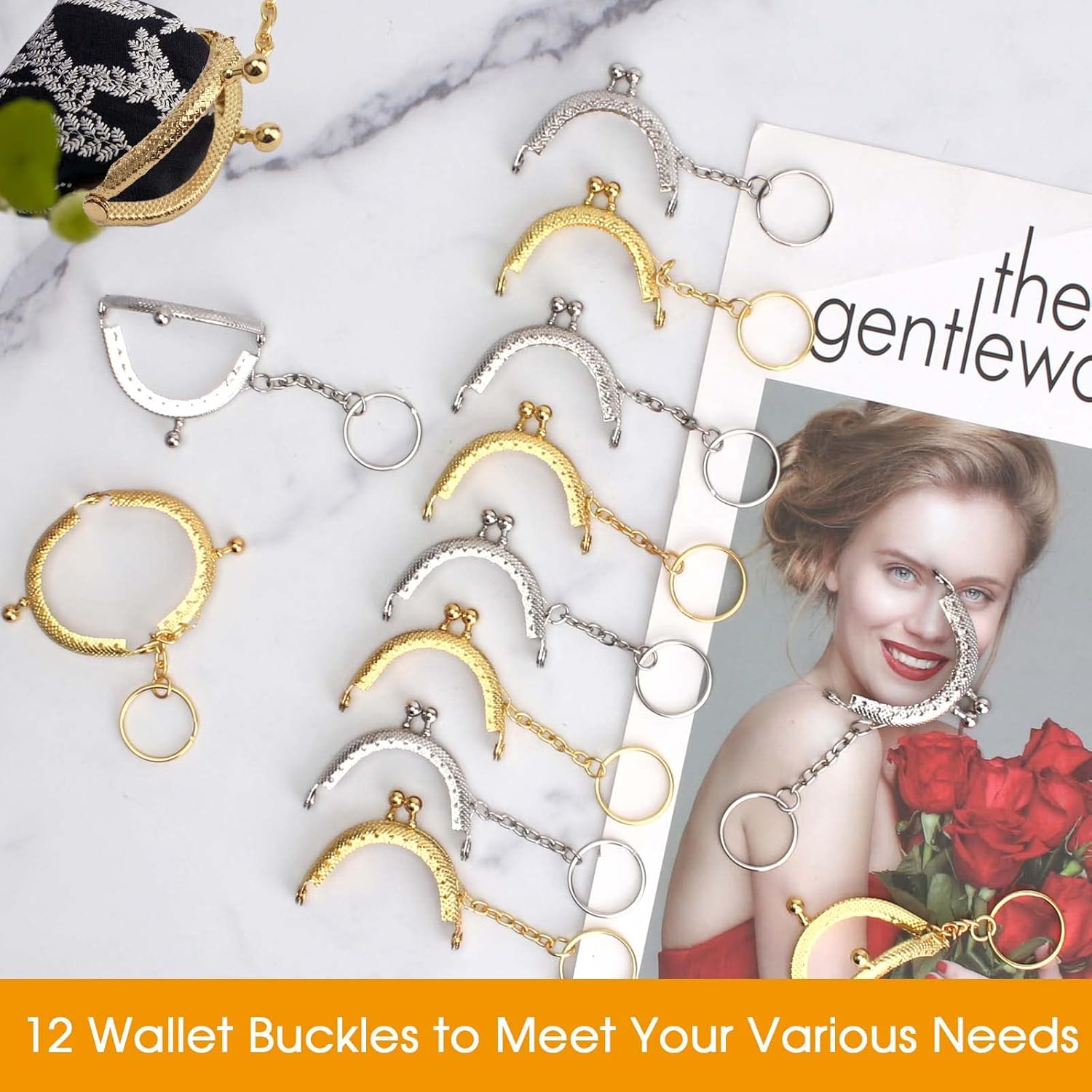 12 Pezzi Chiusura Portamonete Clic Clac in Metallo - immagine 6