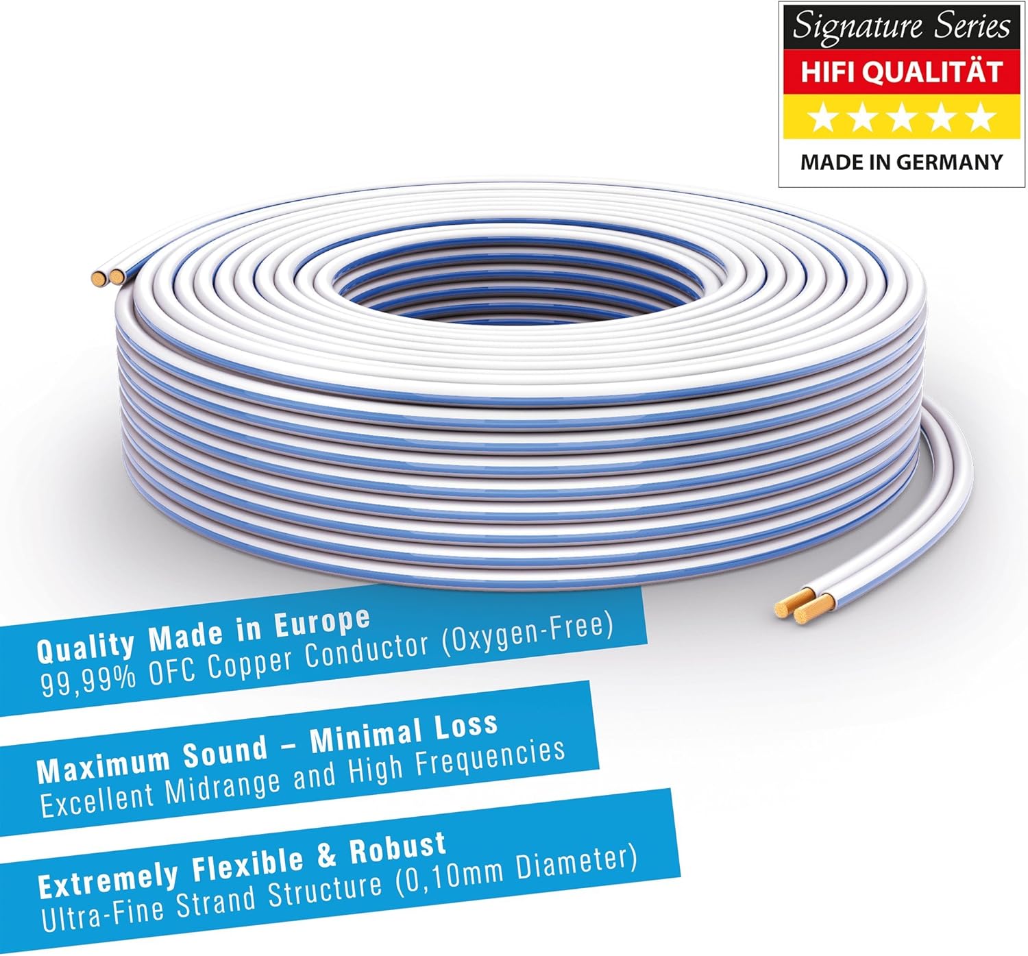 Purelink Cavo per Diffusori HiFi 2x1,5 mm², 25m Bianco - immagine 2