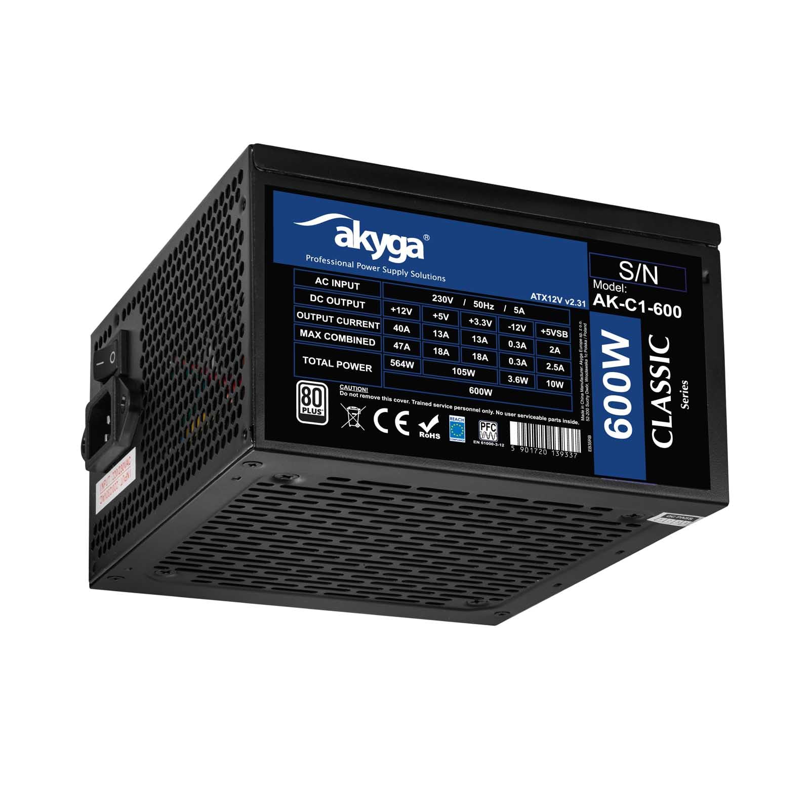 Akyga ATX - Alimentatore di Rete 600W AK-C1-600
