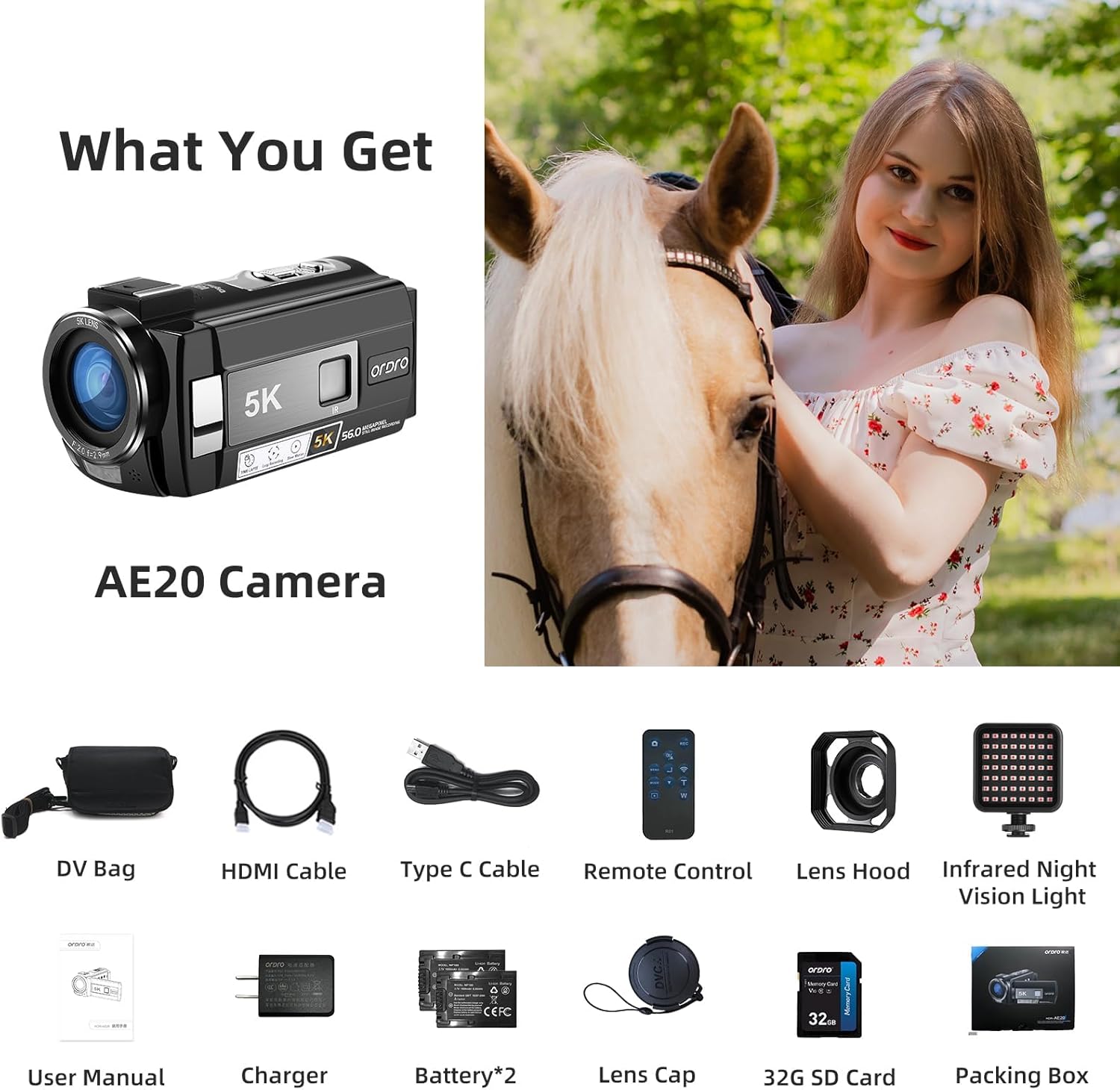 Ordro AE20 Videocamera 5K Full HD per YouTube - immagine 5