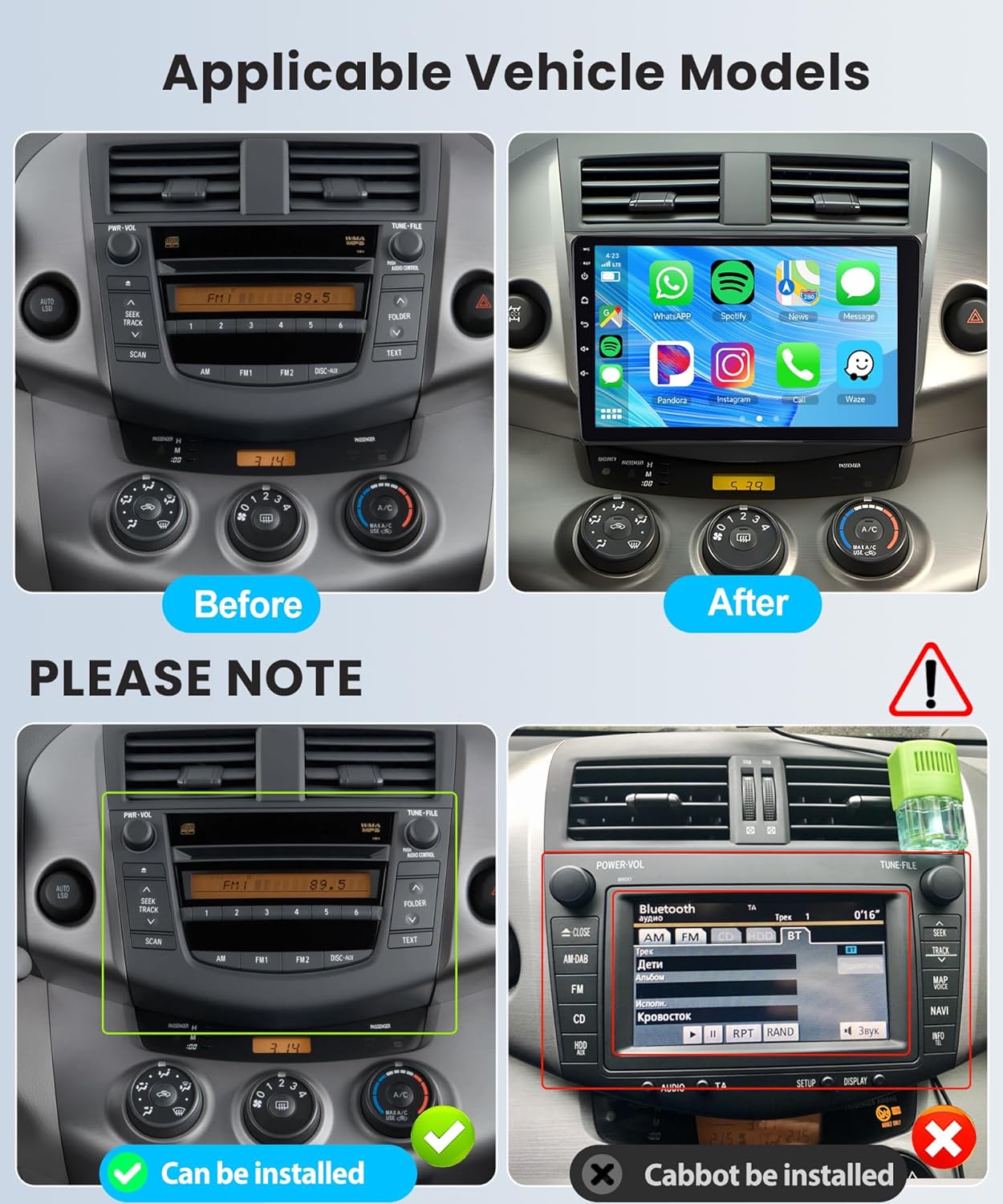 Autoradio Android 9" Wireless Carplay per Toyota RAV4 (2007-2012) - immagine 6
