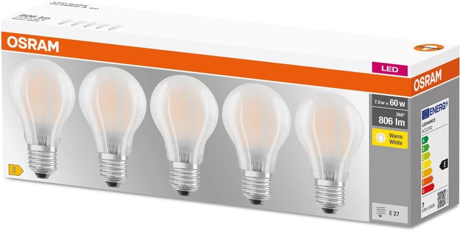 Osram Lampadine LED Goccia E27 Luce Calda 2700K (5 pz) - immagine 1