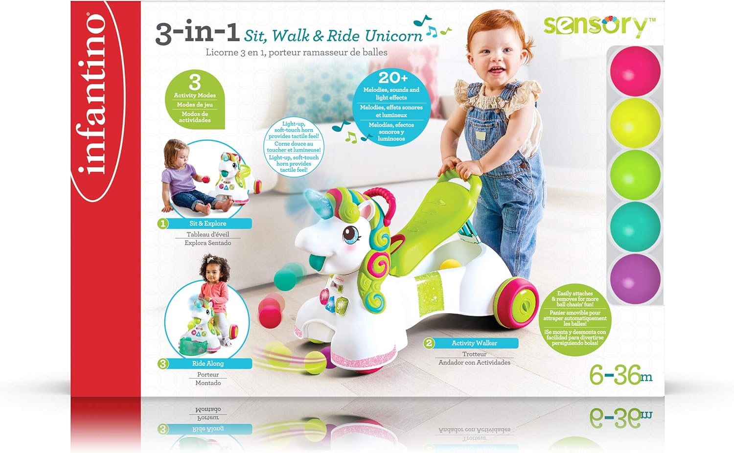Infantino Interactive Unicorn Carrier/Walker Multicolore - immagine 2