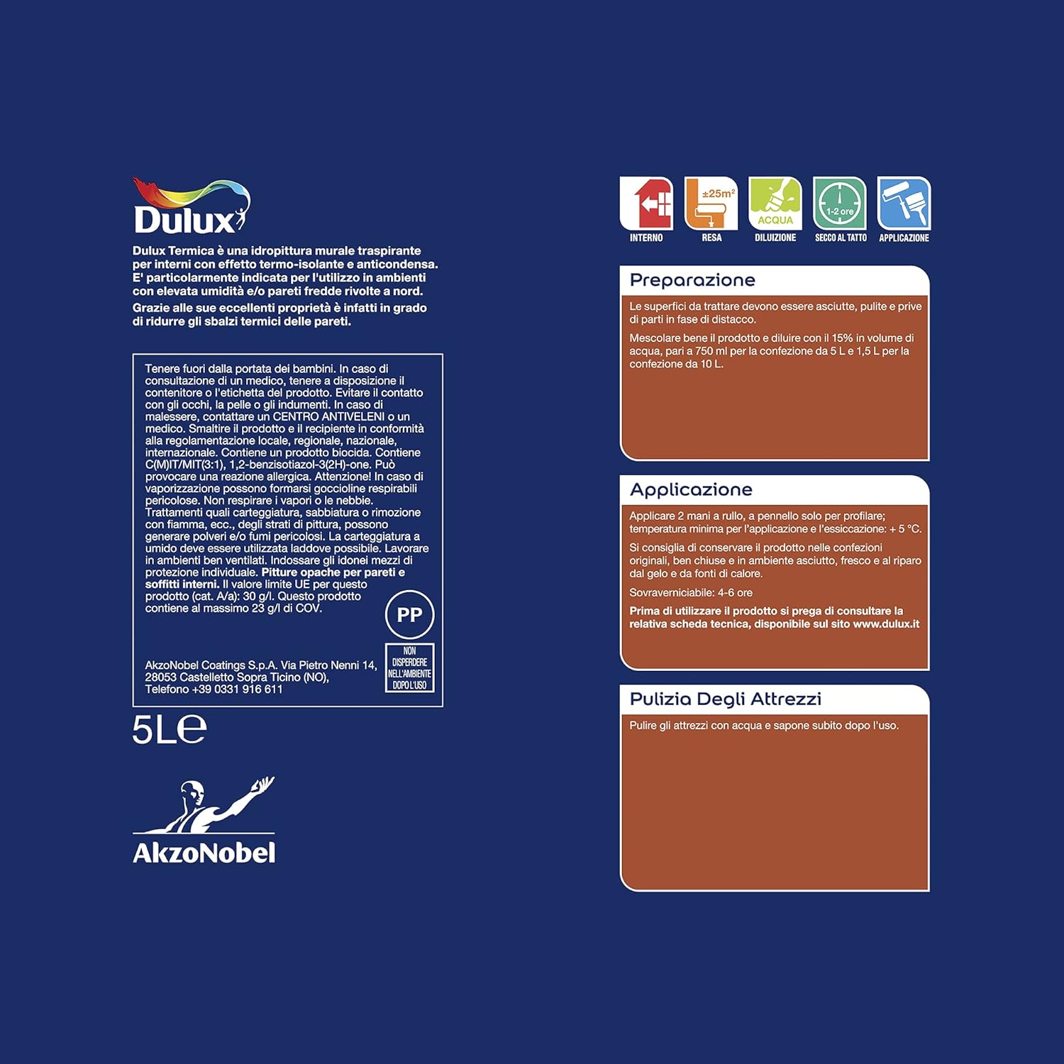 Dulux TERMICA Pittura all'Acqua per Interni 5 Litri - immagine 2