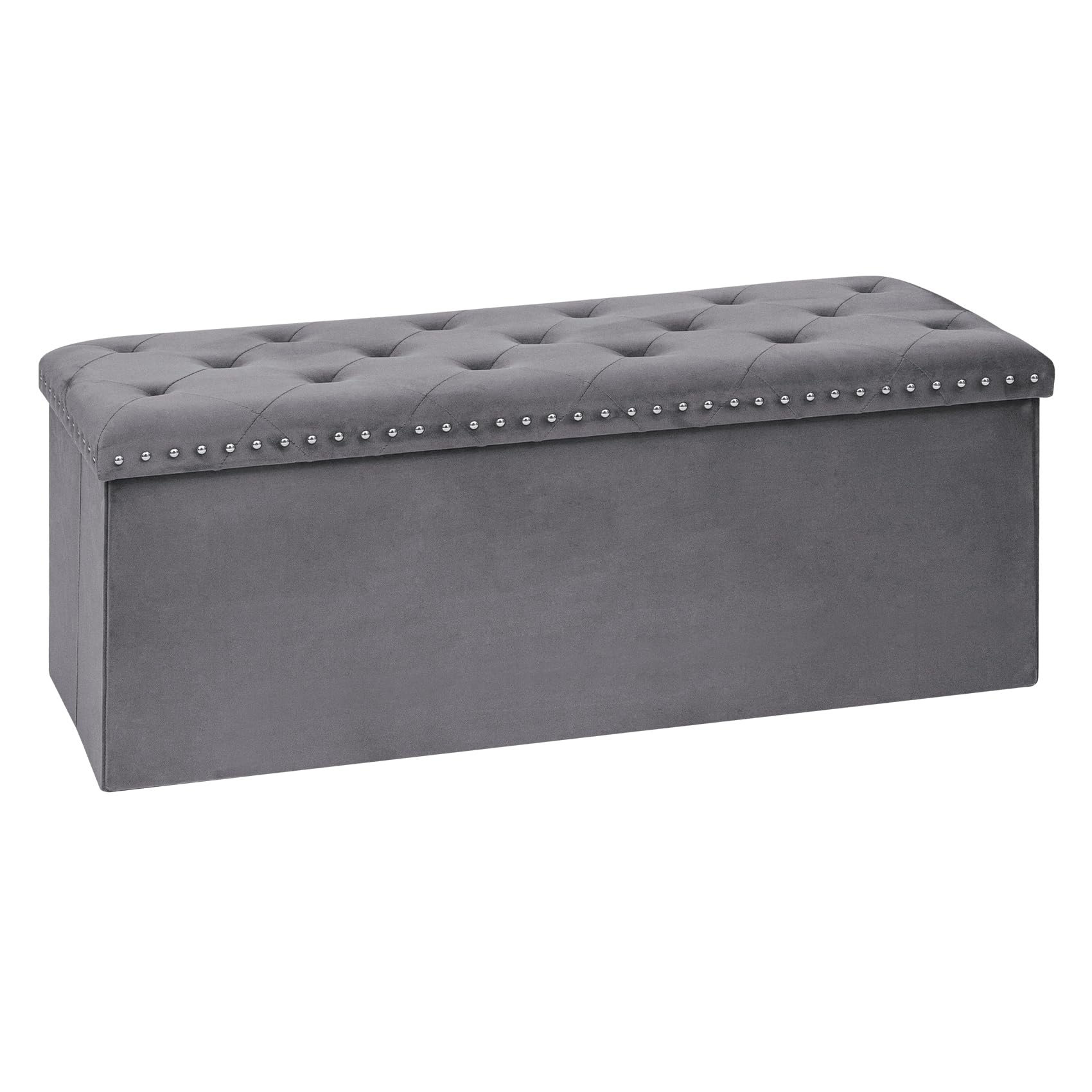 Pinplus Panca Contenitore Pieghevole in Velluto, Grigio