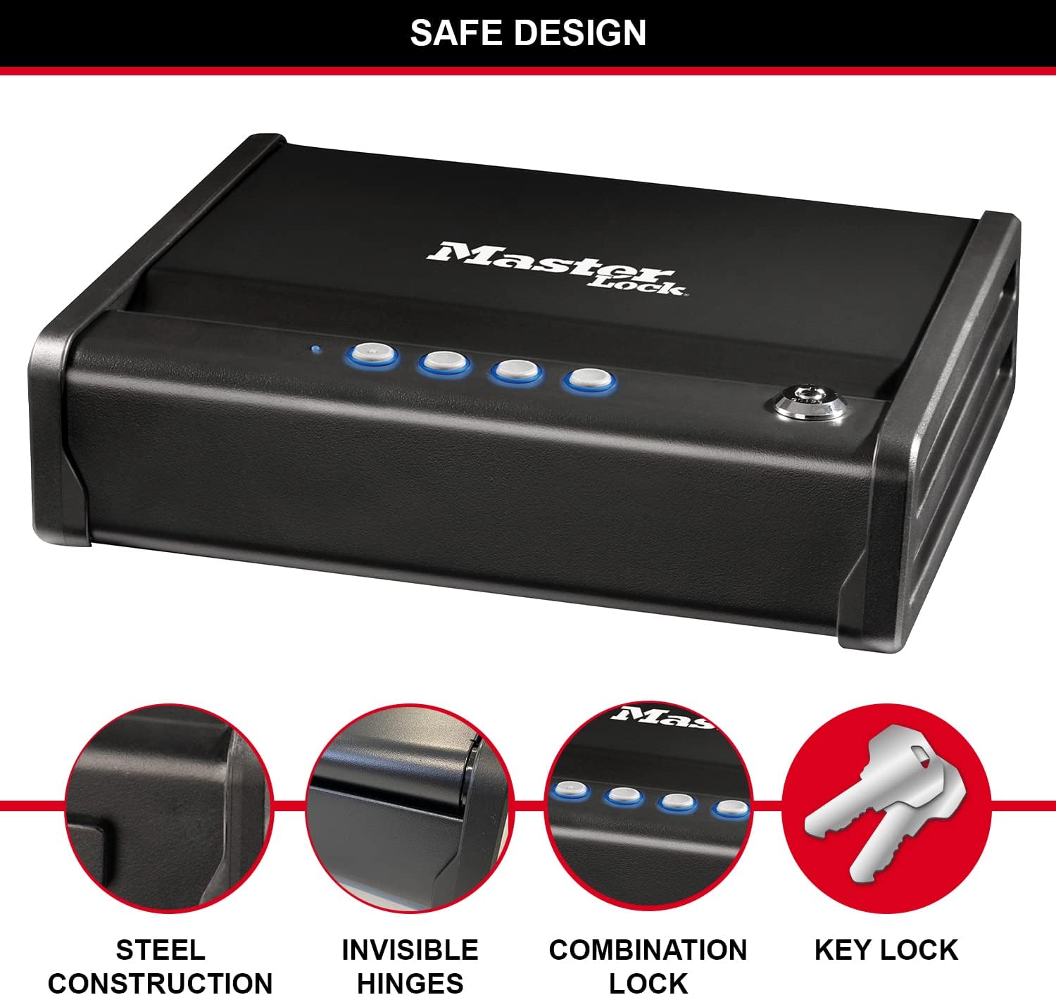 Master Lock Cassaforte Compatta Chiave + Combinazione - immagine 4