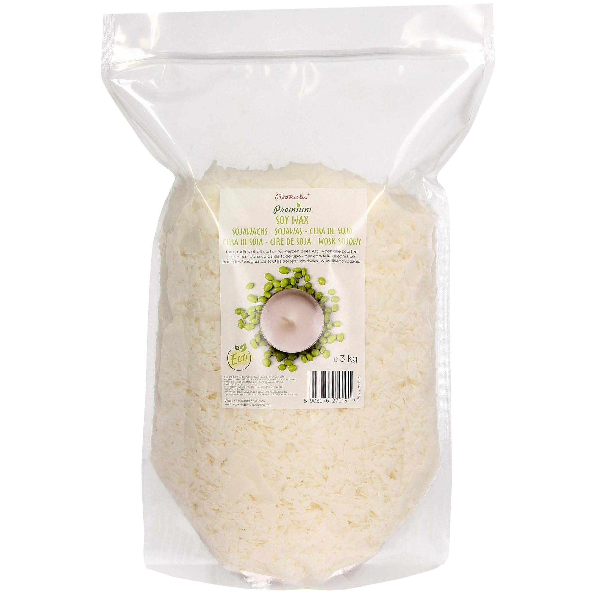 Materialix Cera di Soia Premium per Candele (3kg)