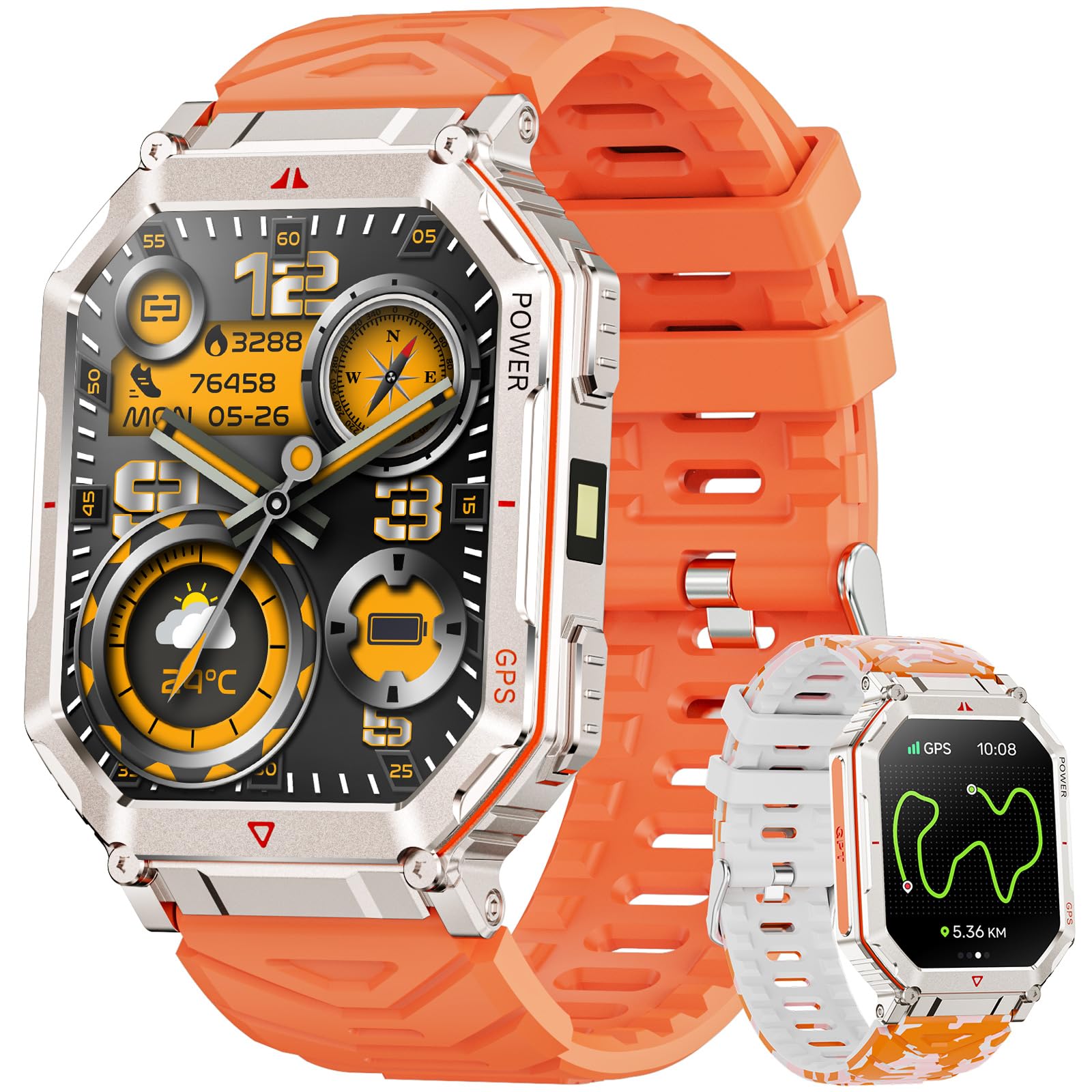 Orologio Smart Militare con GPS/Bussola, Arancione