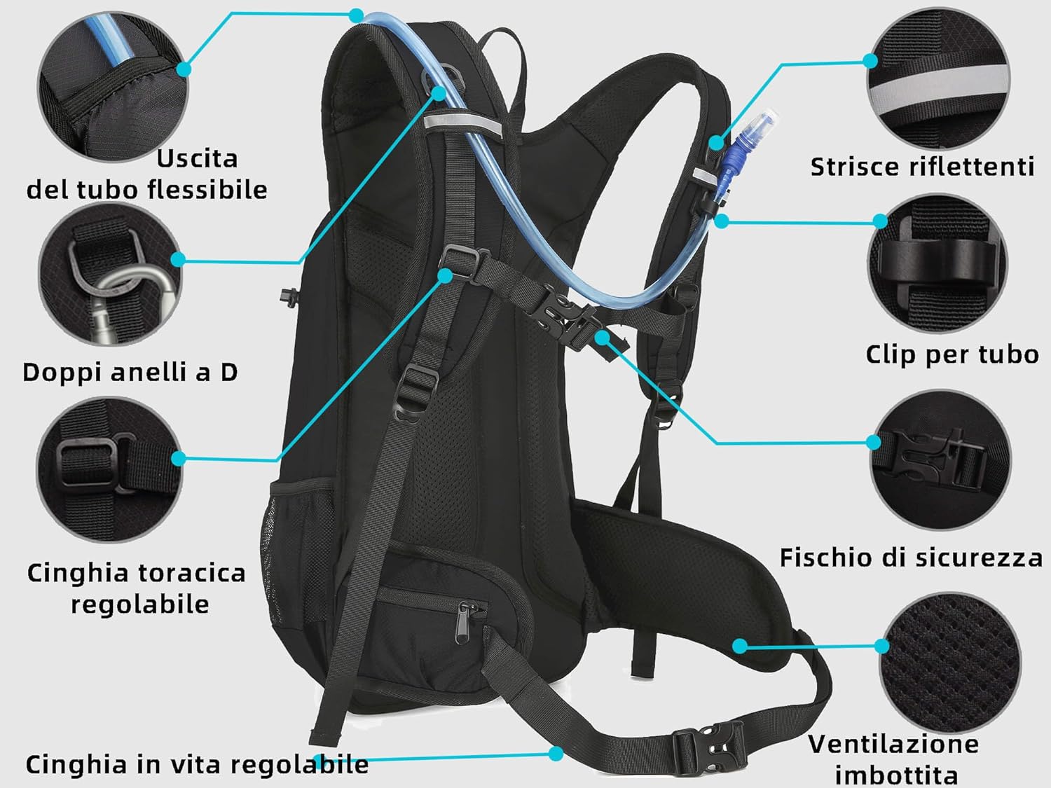 Zaino Bicicletta Isotherme 18L con Sacca d'Acqua 2L - immagine 4