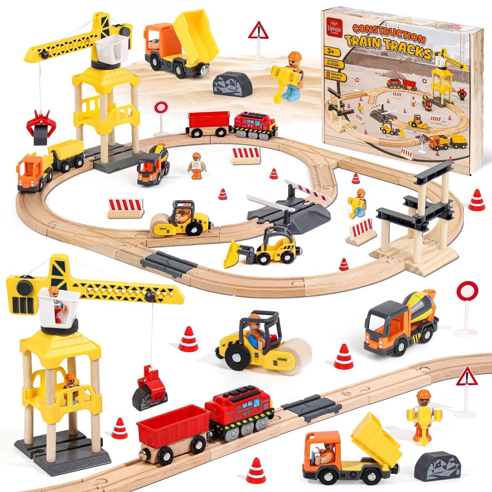 Lehoo Castle Trenino Elettrico in Legno per Bambini