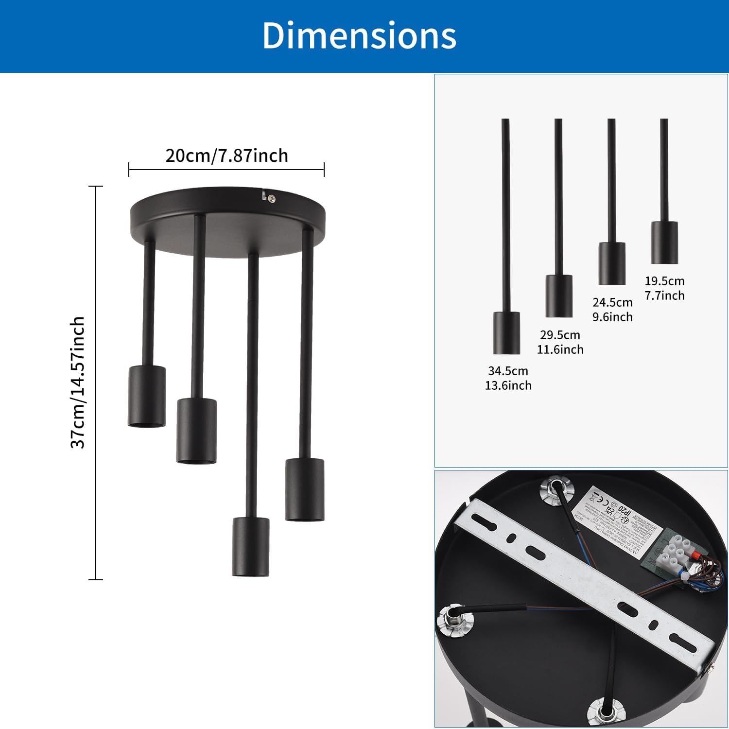 Anwio Lampada a Sospensione Moderna Nera - immagine 5