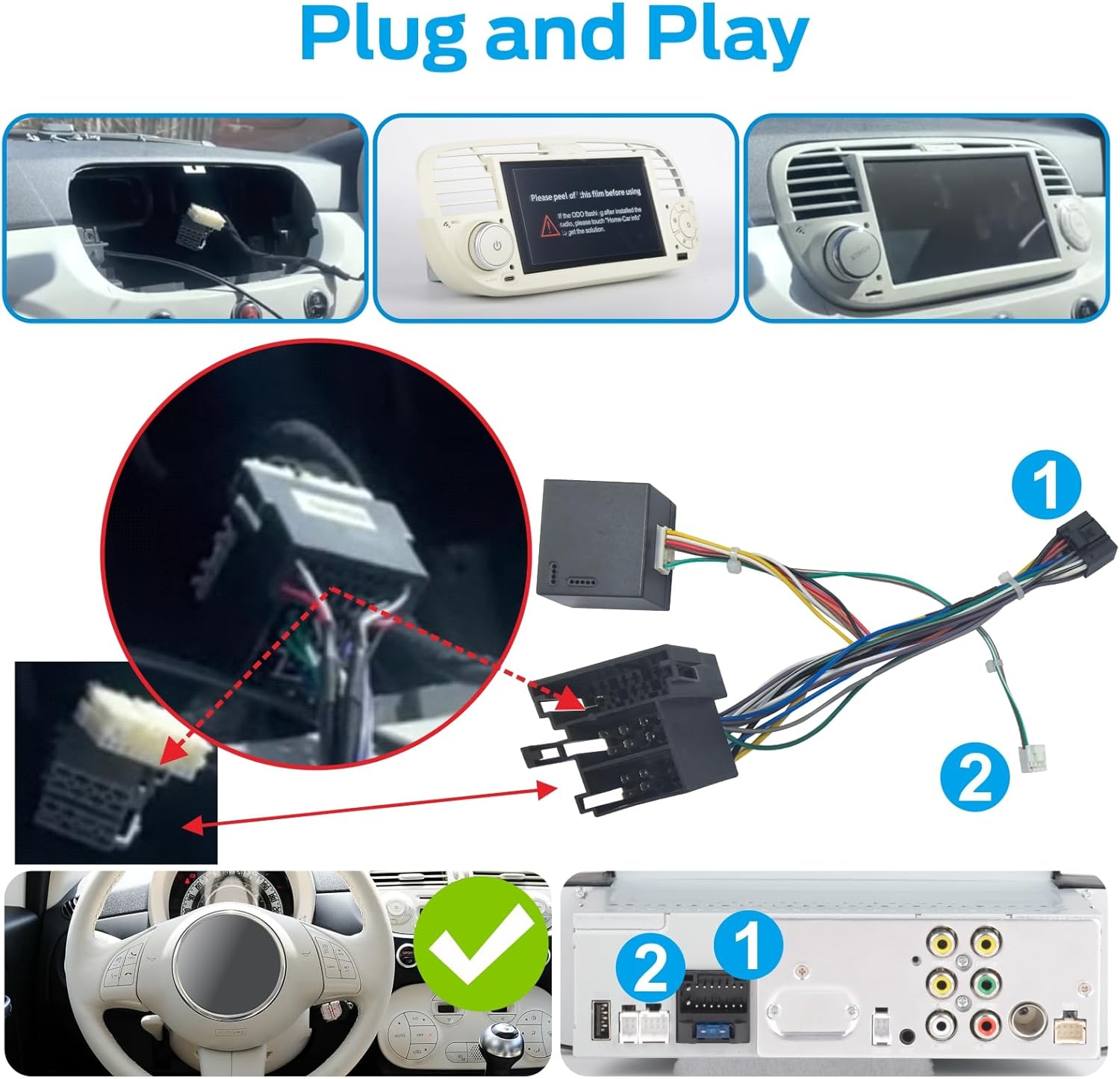 Autoradio Linux per Fiat 500 2007-2015, Bianco - immagine 6