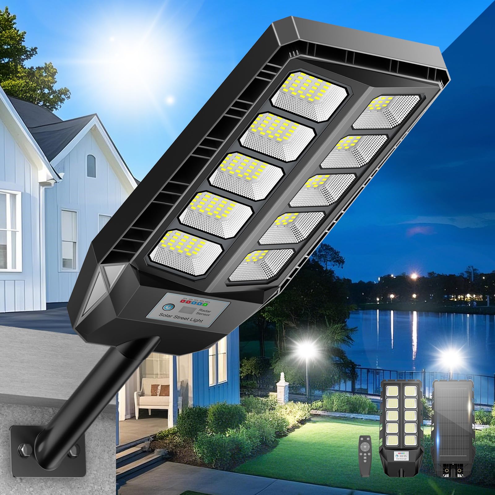 Adewalk Lampione Solare LED Esterno 2000W IP66