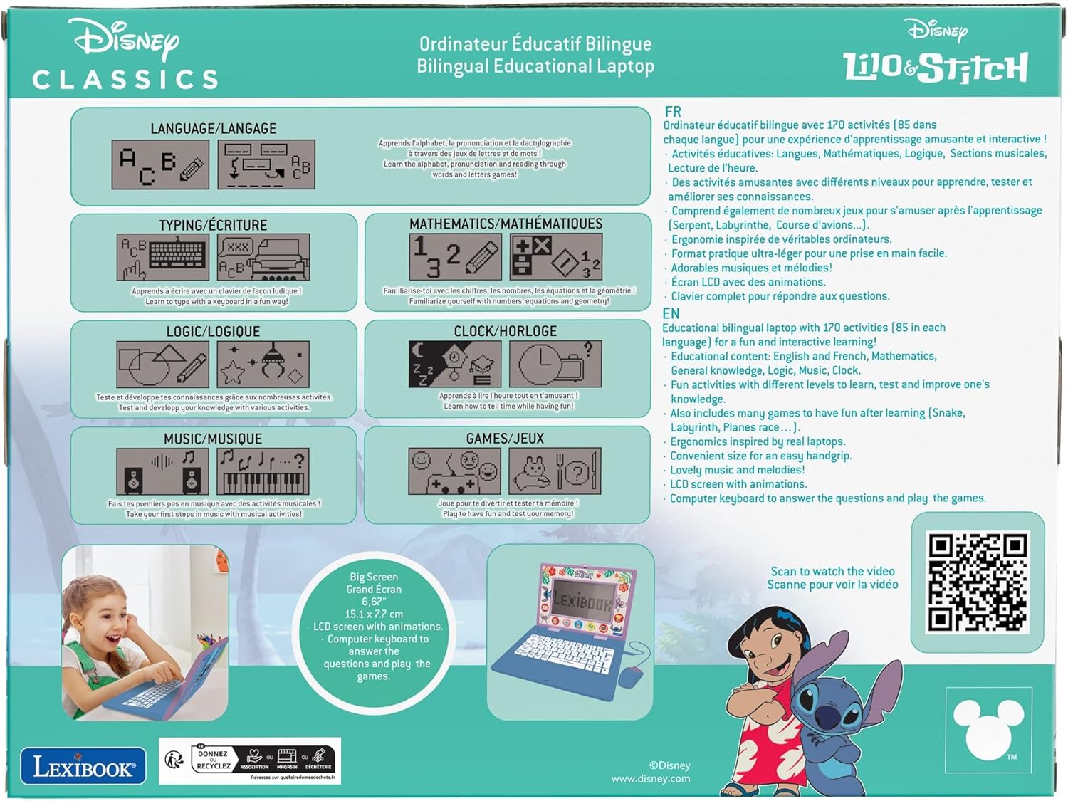 Lexibook Disney Stitch Computer Portatile Bilingue Educativo - immagine 7