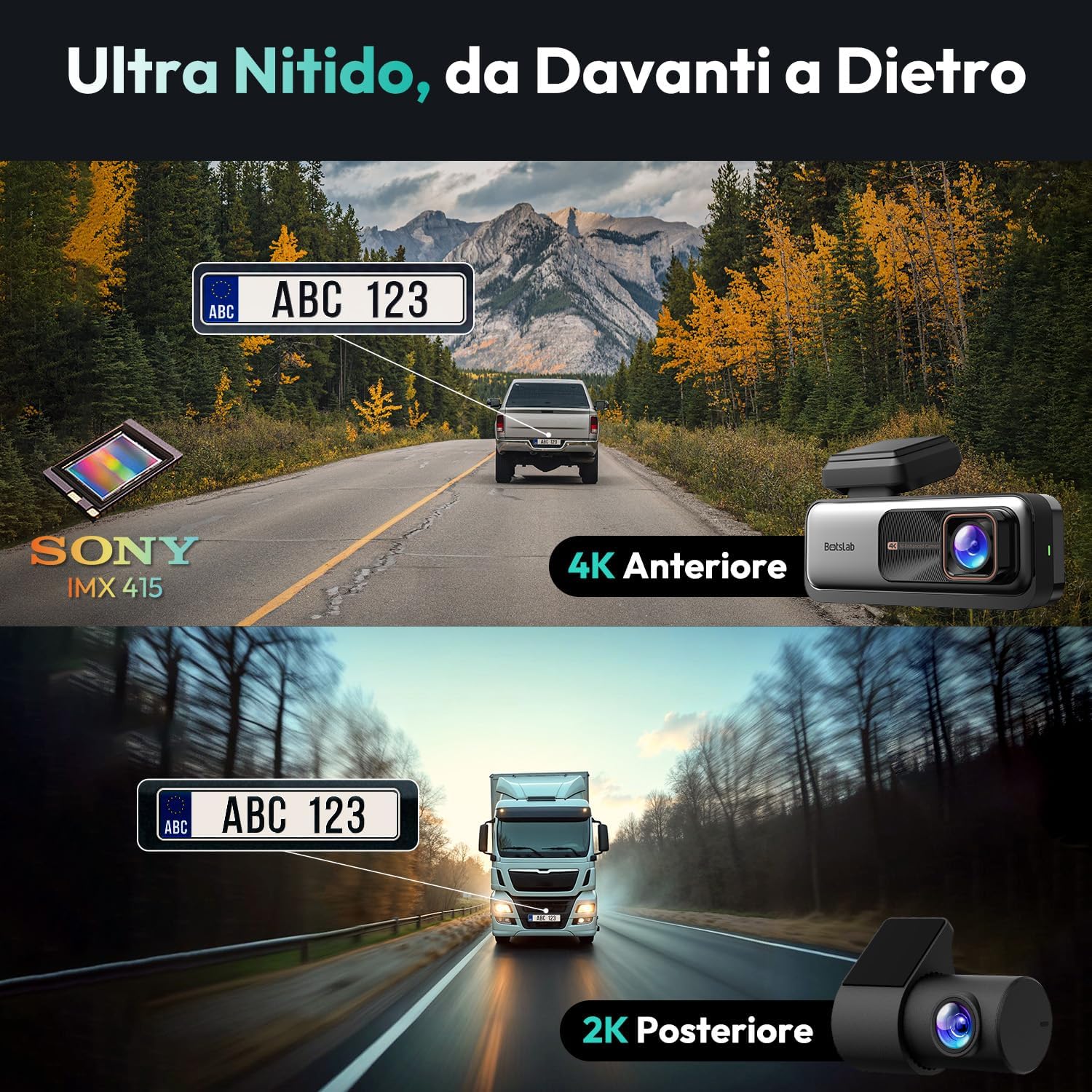 Botslab STARVIS Dashcam Auto Anteriore Posteriore - immagine 2
