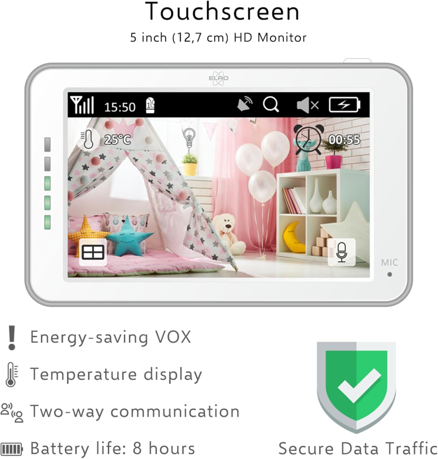 Elro Babyphone BC4000 Royale Full HD con App - immagine 4