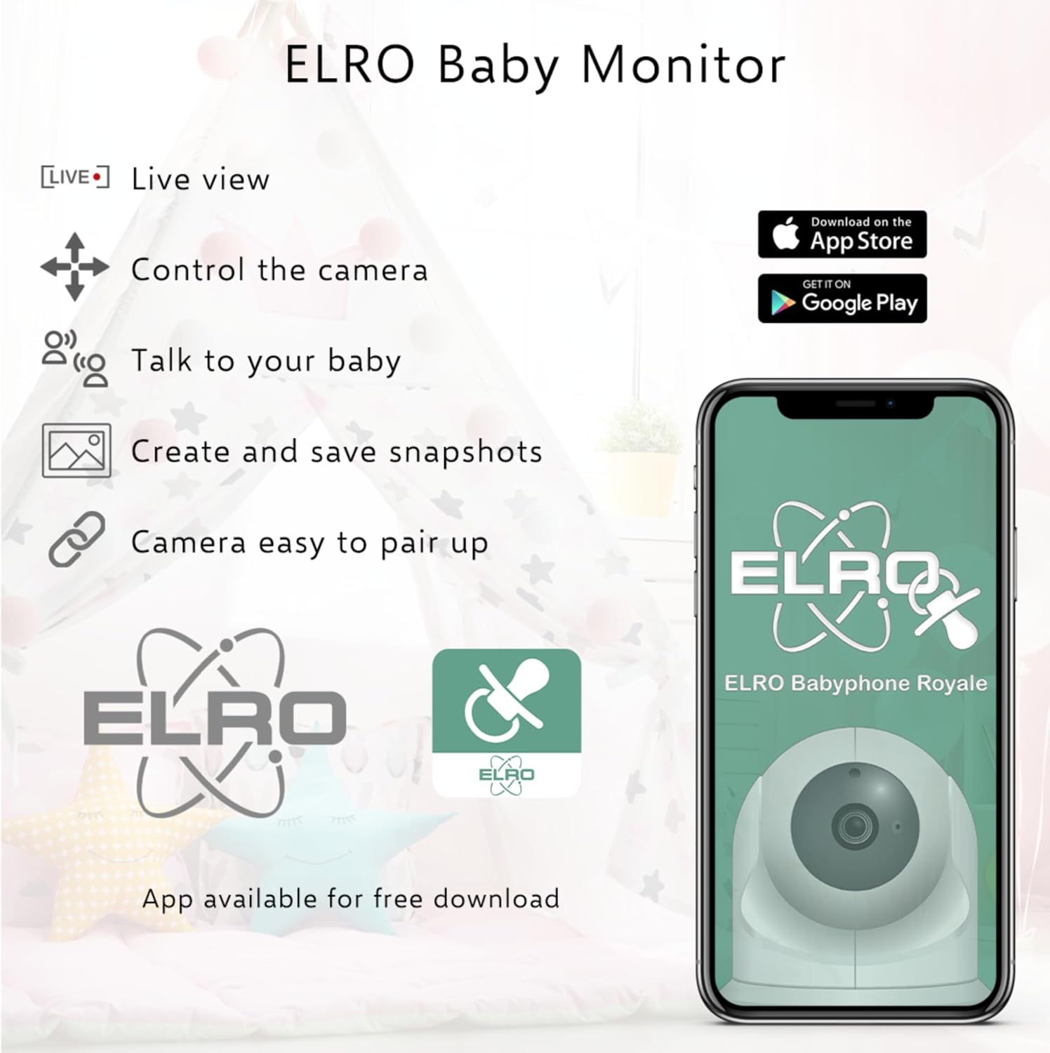 Elro Babyphone BC4000 Royale Full HD con App - immagine 6