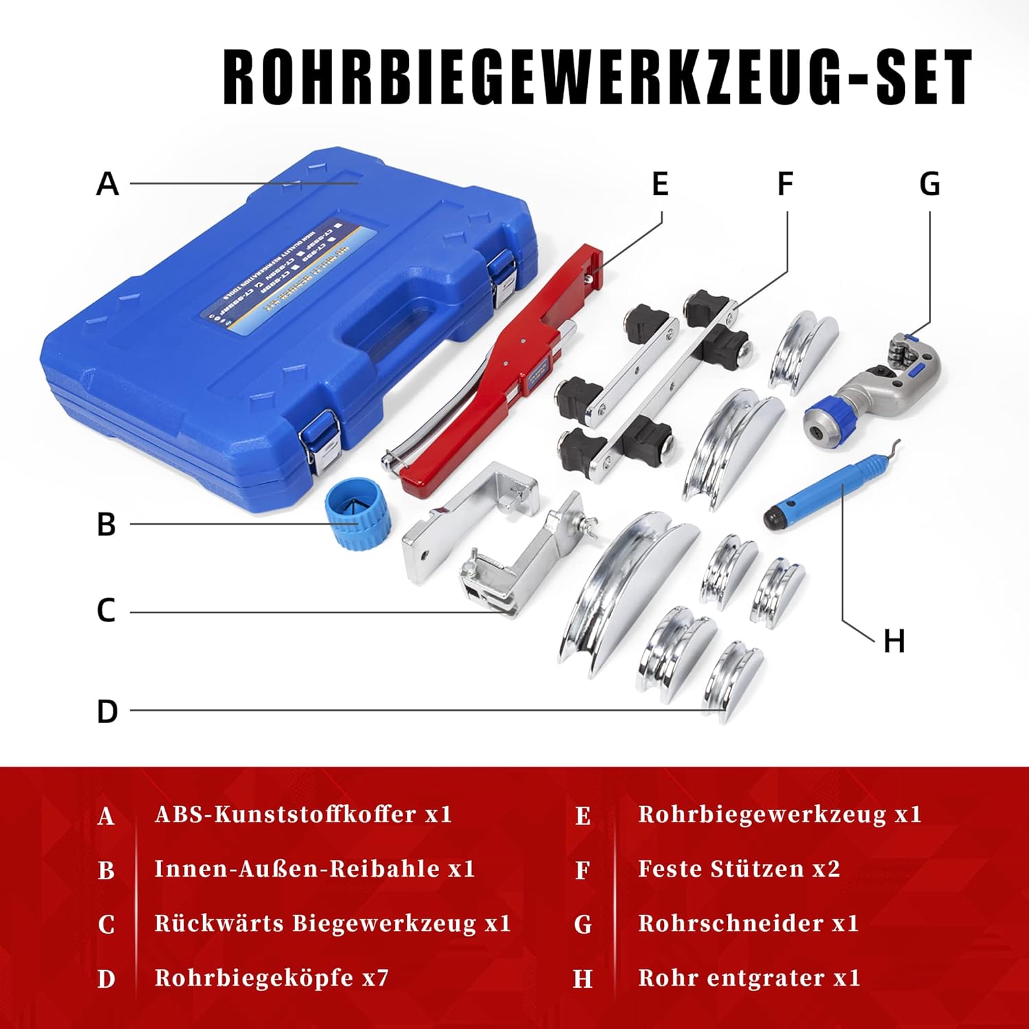Cherbowing Piegatubi Manuale 1/4"-7/8" con 5 Stampi - immagine 2