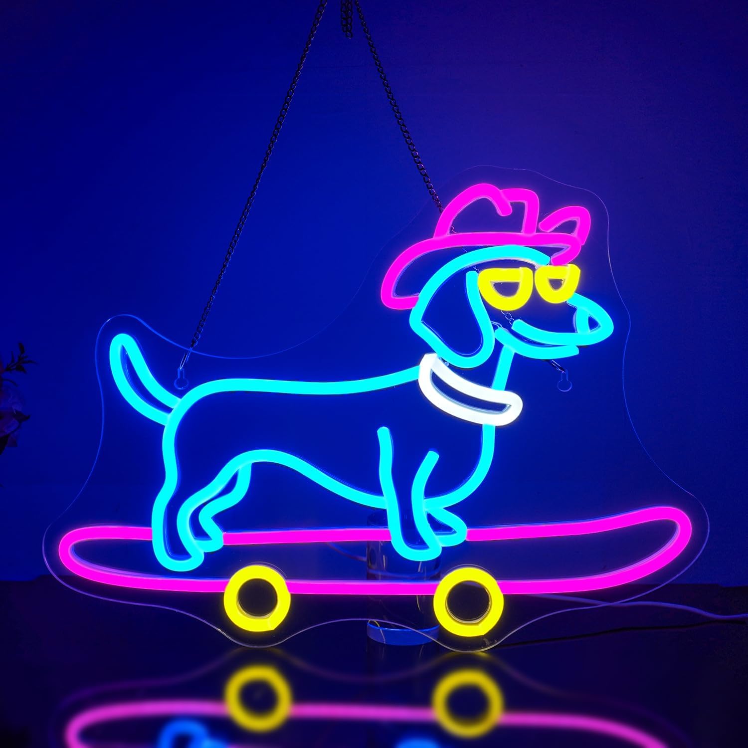 Looklight Insegna al neon LED Cane da skateboard