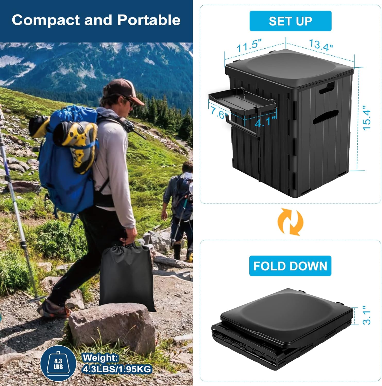 Toilette Portatile XL Pieghevole 39cm - immagine 6