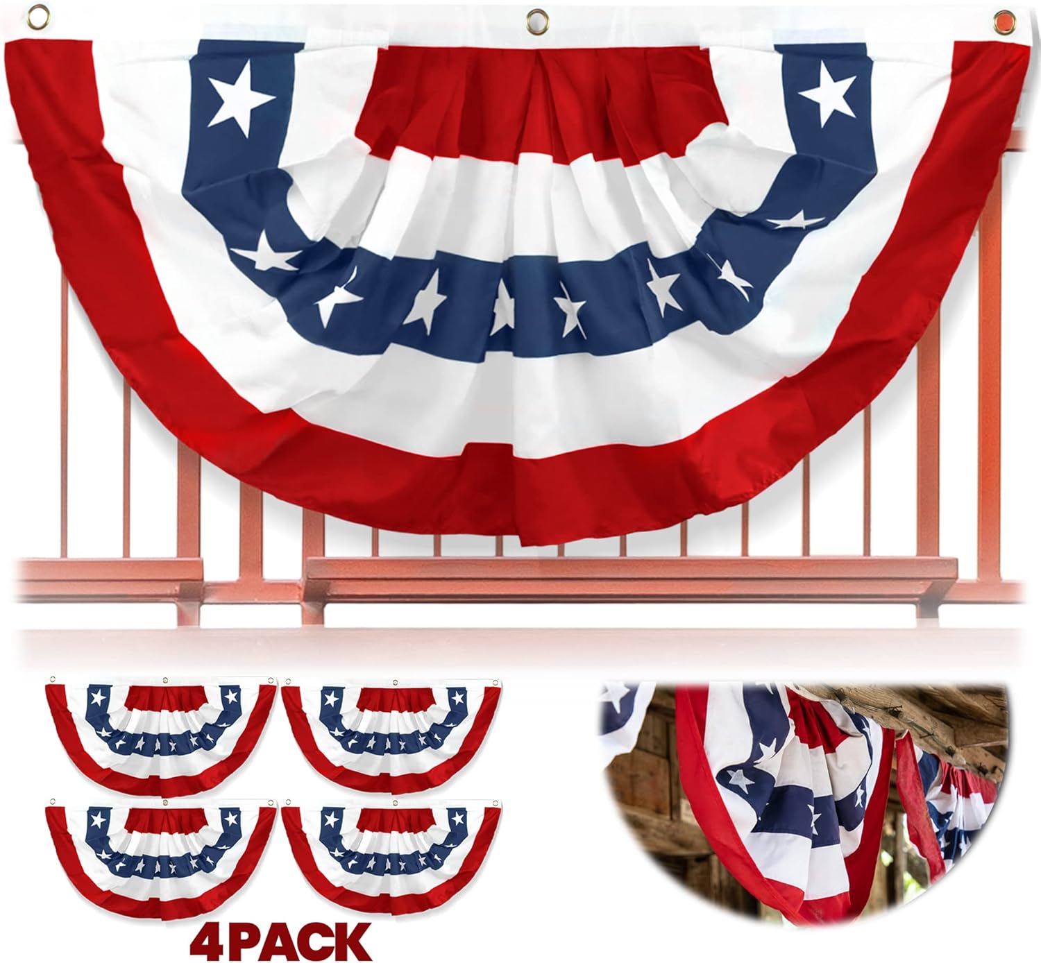 Anley USA Bandiera Plissettata a Ventaglio 3x6 piedi (4 pz) - immagine 1