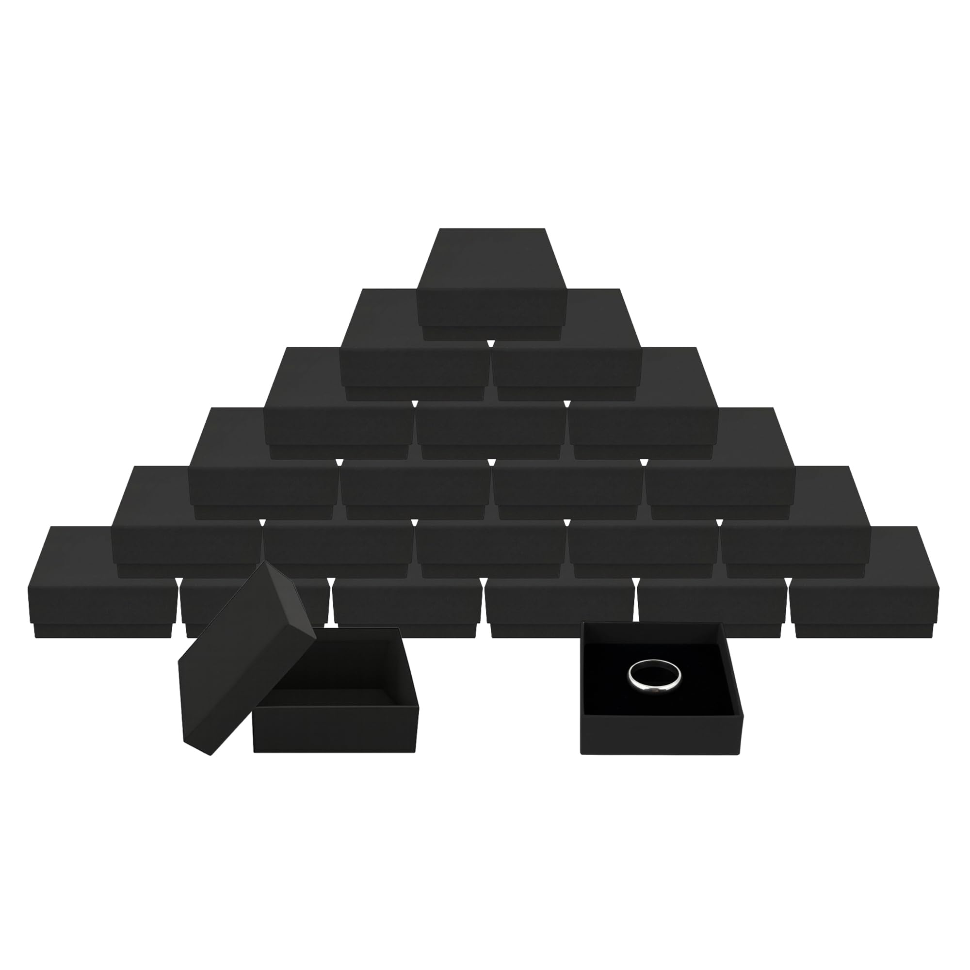 Emartbuy Set 96 Scatole Portagioie Cartone Nero 9x9x3 cm