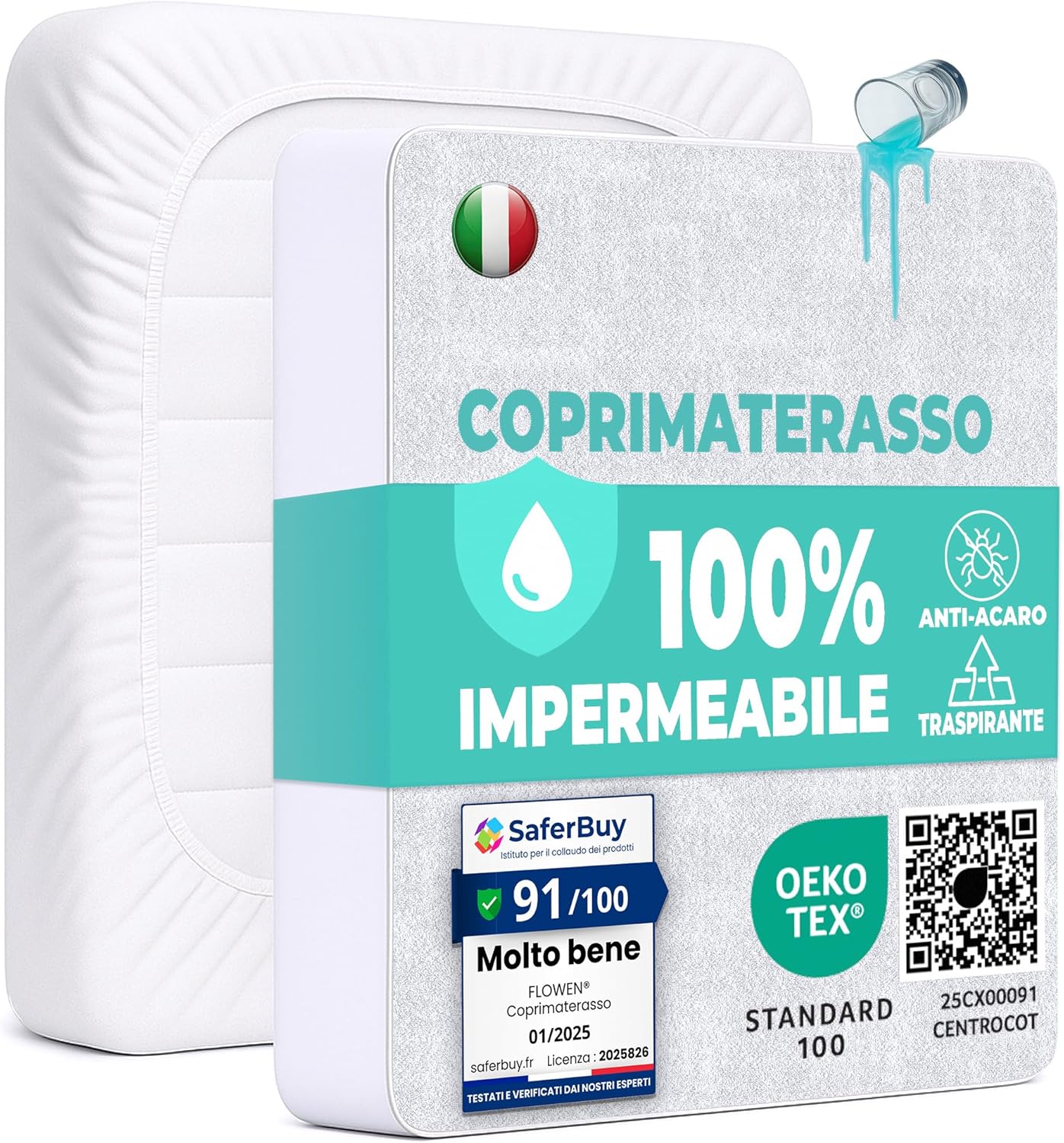 Coprimaterasso Matrimoniale Impermeabile 180x200 cm 2pz - immagine 1