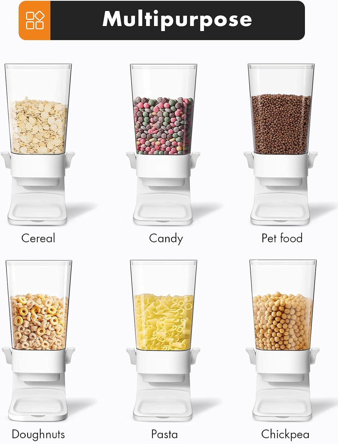 Tokokimo Dispenser Cereali 5.5L, Set da 2, Bianco - immagine 6