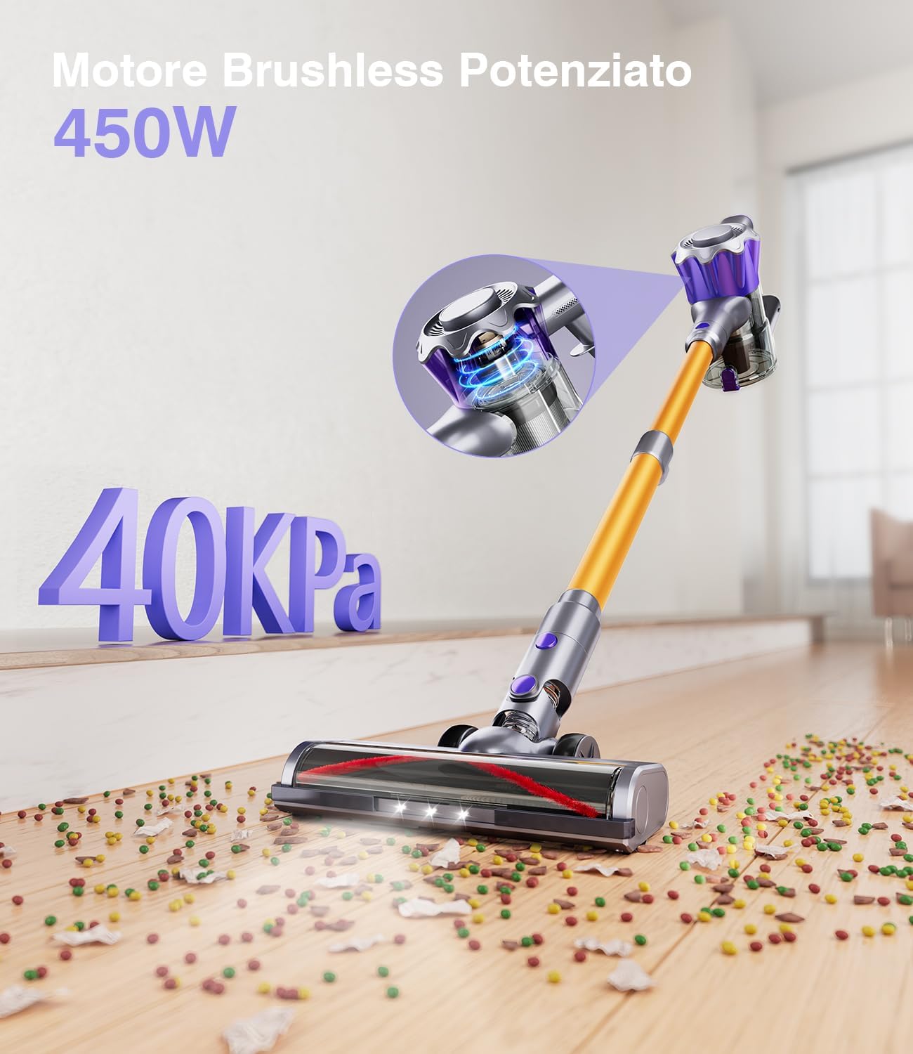 Aspirapolvere Senza Fili 40Kpa 450W 50Mins - immagine 3