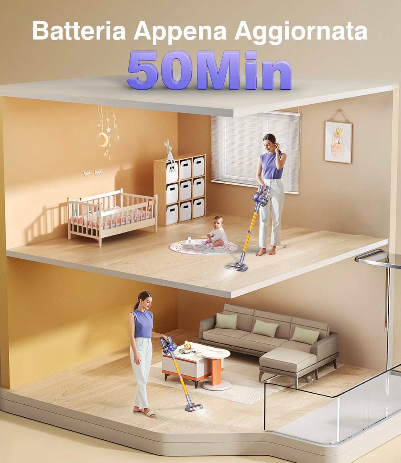 Aspirapolvere Senza Fili 40Kpa 450W 50Mins - immagine 6