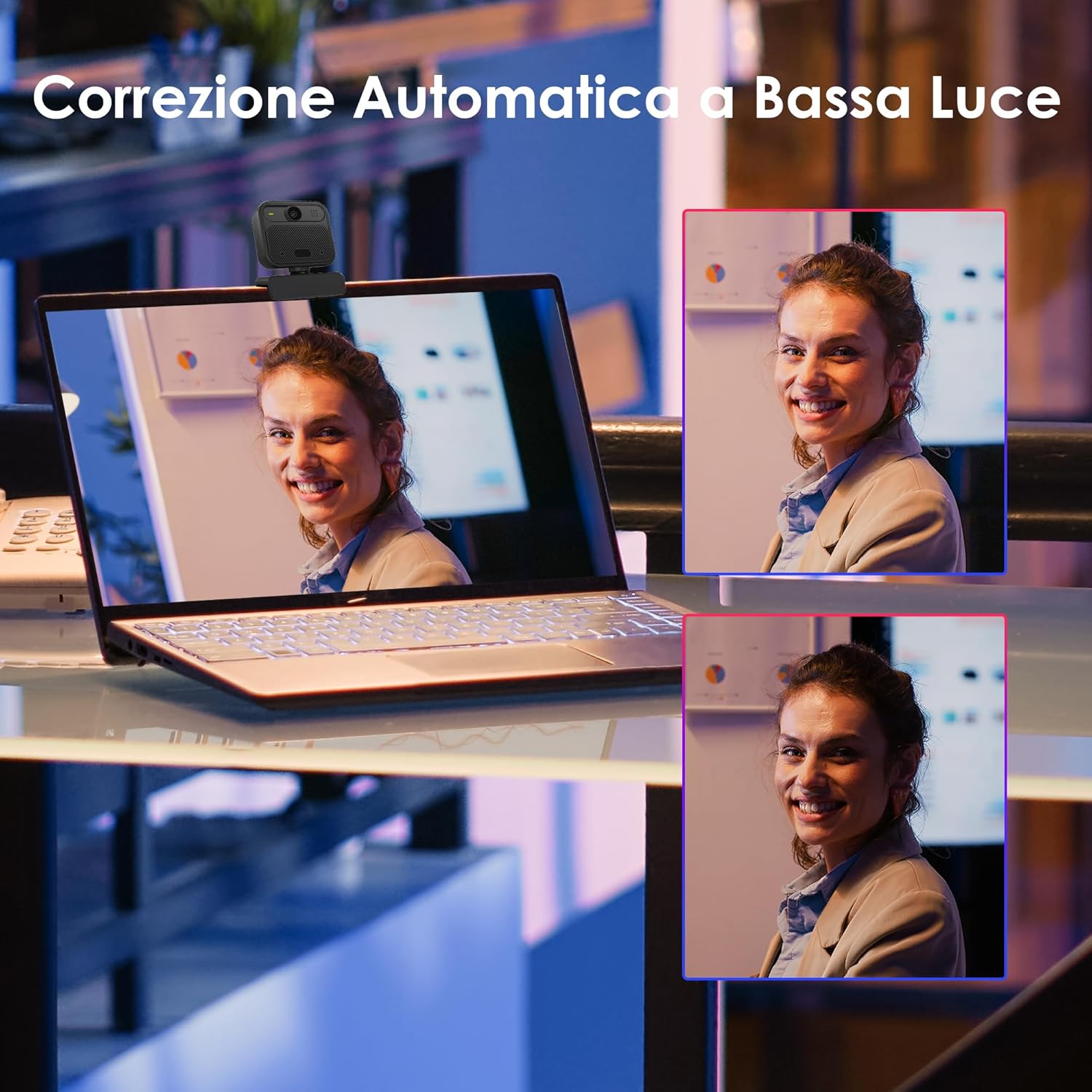 Vizolink W12S Webcam 4K con Doppio Microfono e Altoparlante - immagine 7