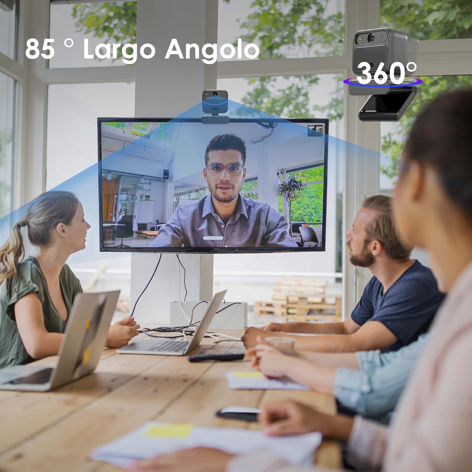 Vizolink W12S Webcam 4K con Doppio Microfono e Altoparlante - immagine 8