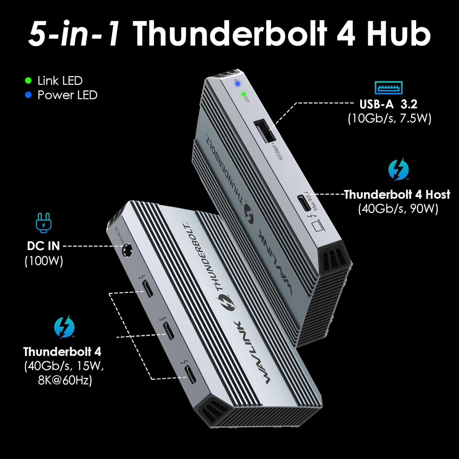 Wavlink 5-in-1 Thunderbolt 4 Hub 90W PD Charging - immagine 2