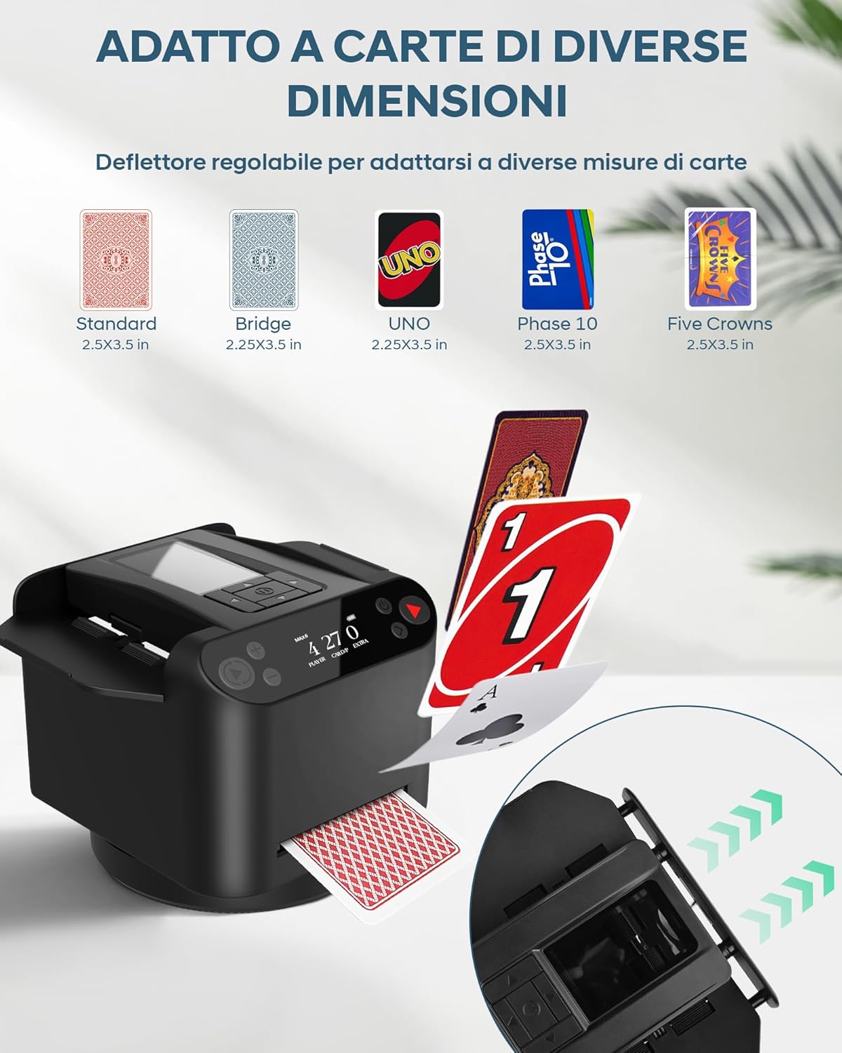 Mescolatore e Distributore Carte Automatico 360°, Nero - immagine 3