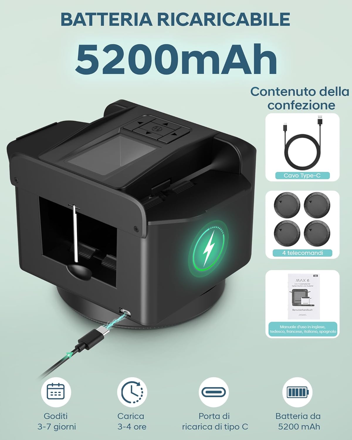 Mescolatore e Distributore Carte Automatico 360°, Nero - immagine 6