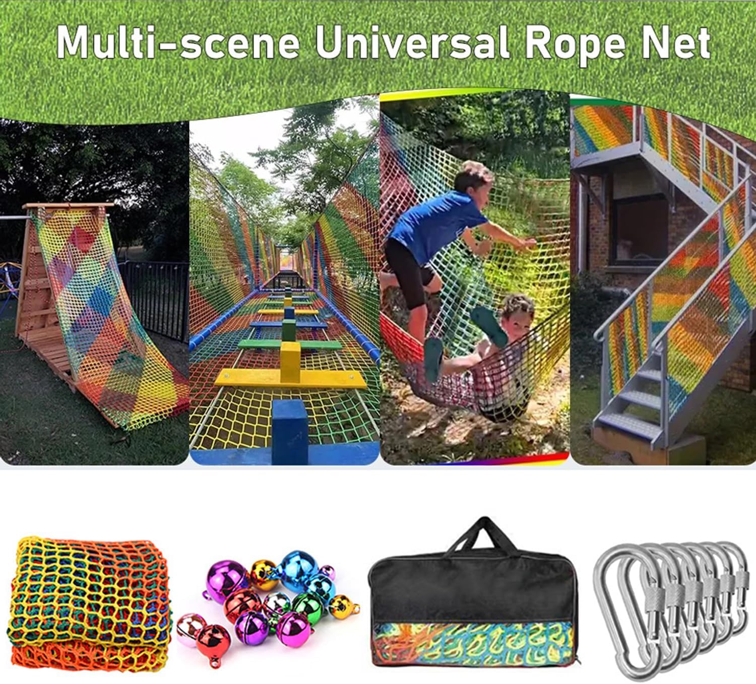 Rete da Arrampicata per Parco Giochi 1x3m Arcobaleno - immagine 5