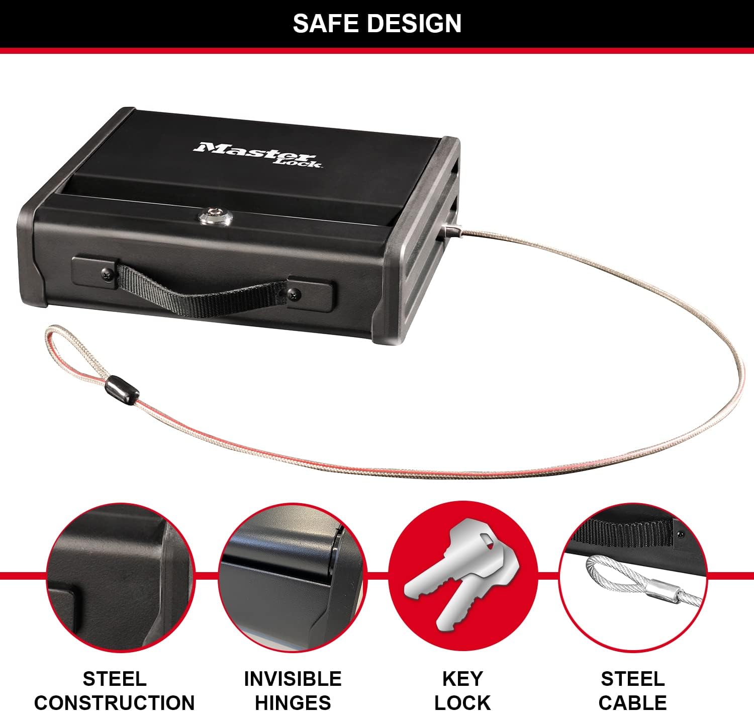 Master Lock Cassaforte Compatta con Chiave e Cavo - immagine 4