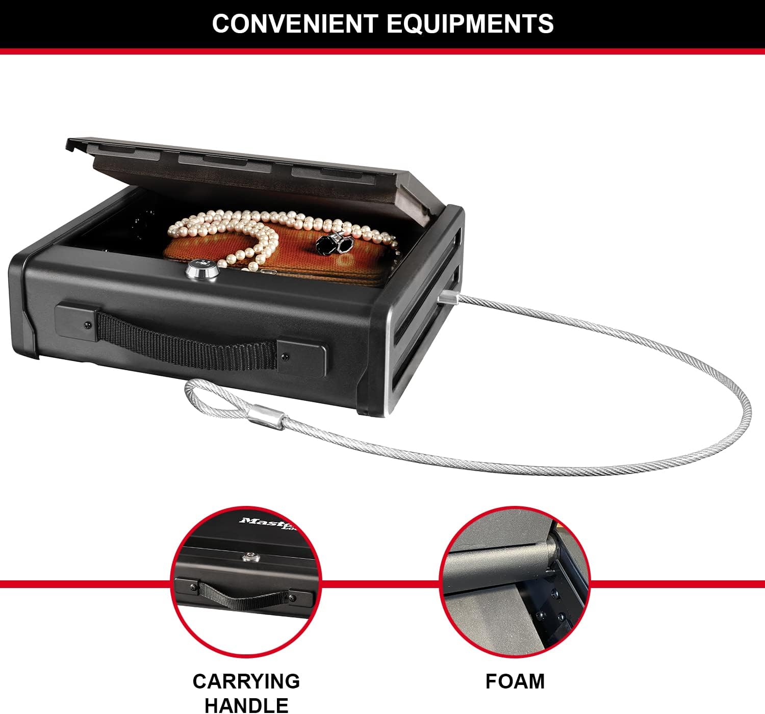 Master Lock Cassaforte Compatta con Chiave e Cavo - immagine 5