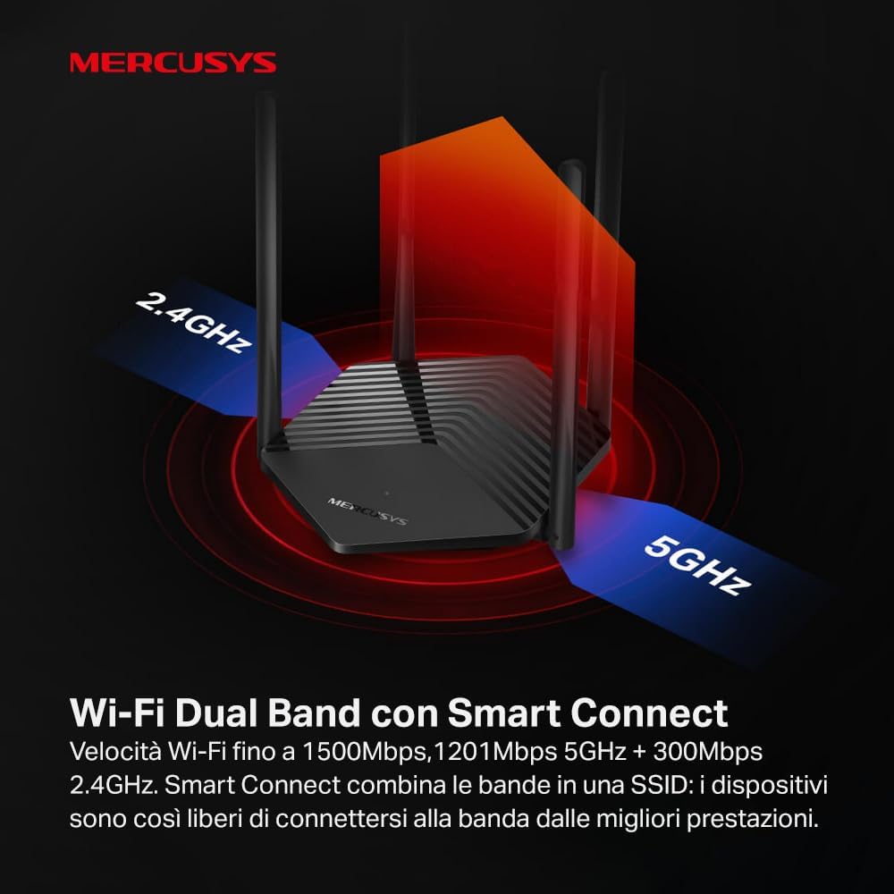 Mercusys TP-Link MR1500X AX1500Mbps Router WiFi 6 Dual-Band - immagine 3