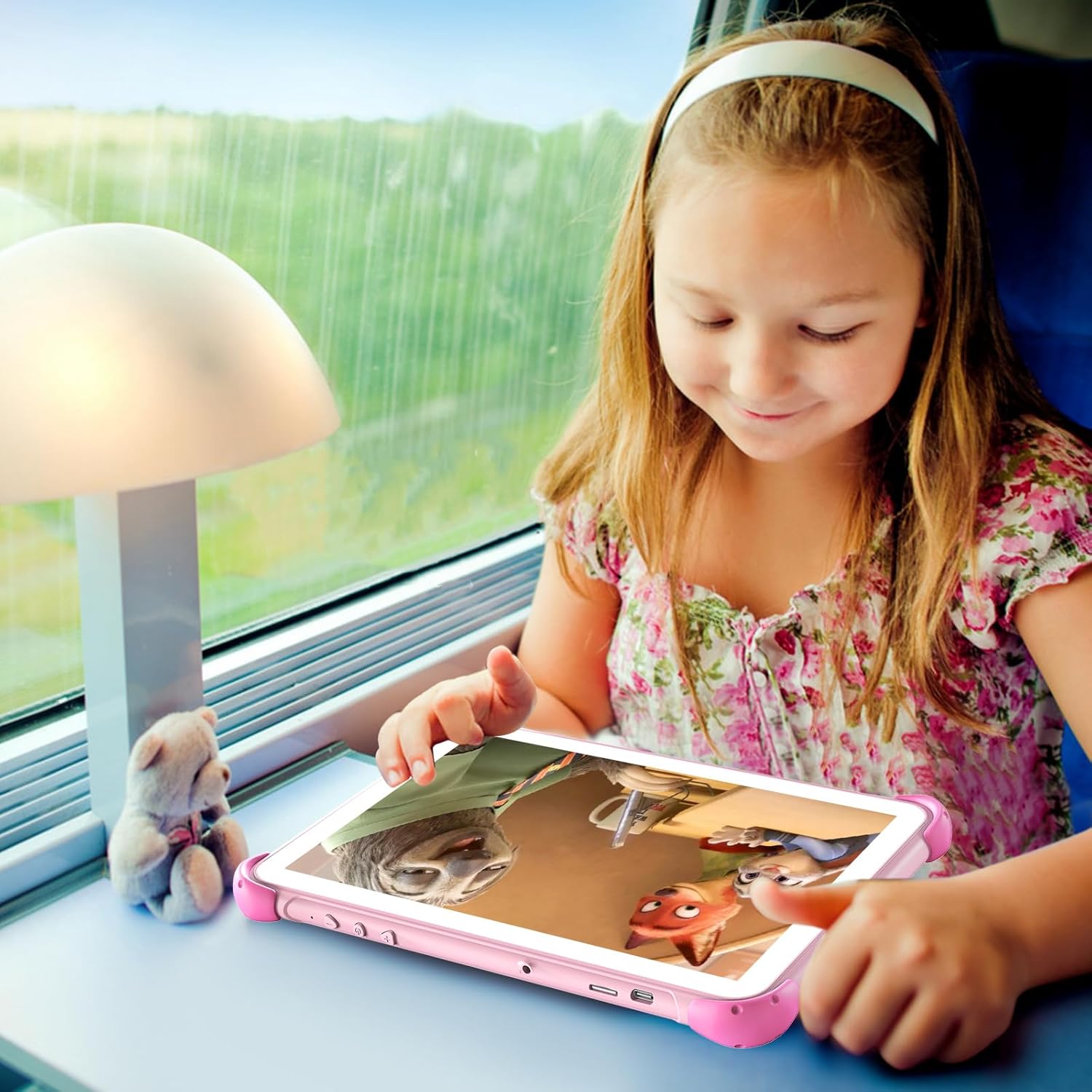 Tablet Bambini 10 Pollici Android con Supporto, Rosa - immagine 6