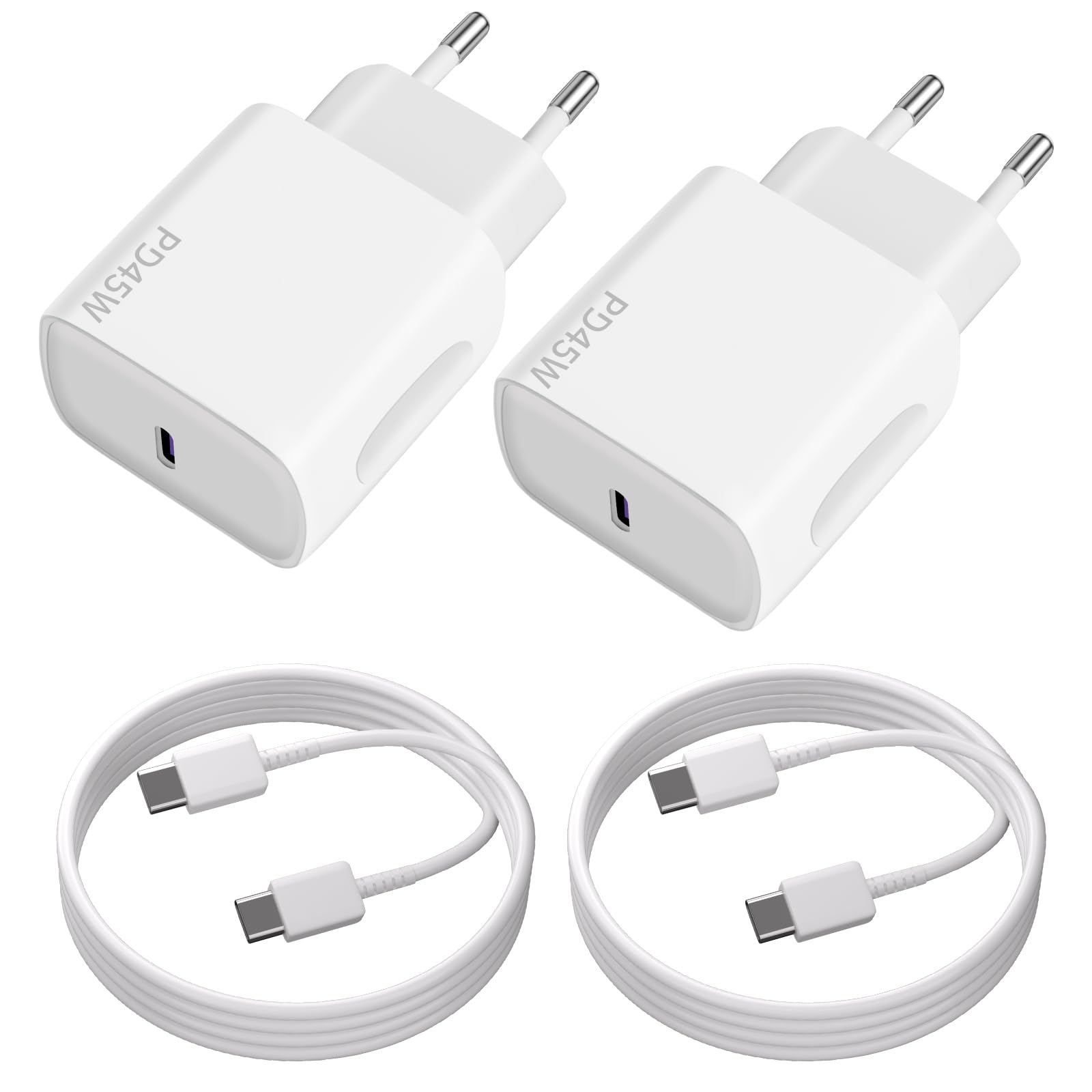 Caricatore USB C 45W con Cavo 2M (x2)