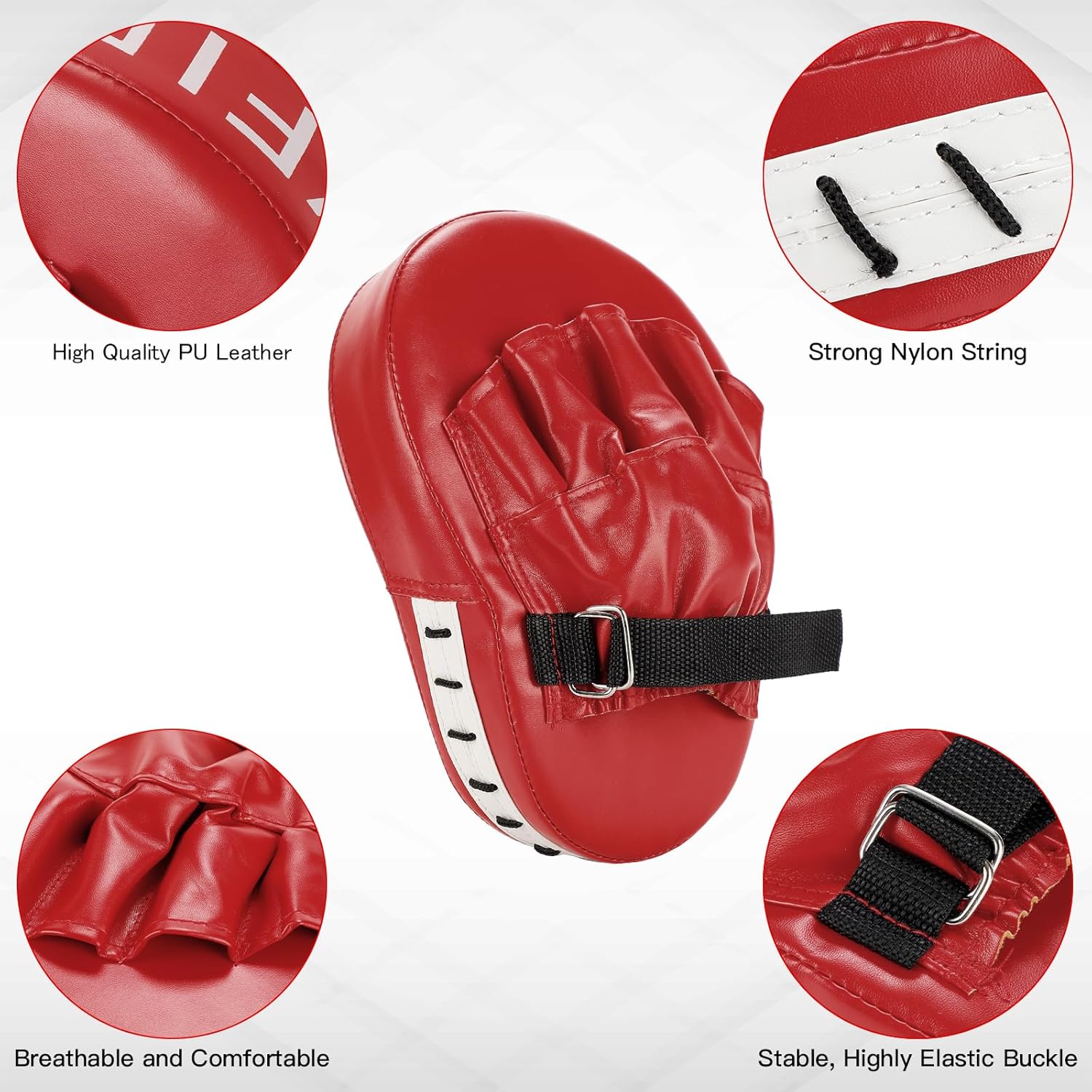 DEWEL Pad Boxe, 2 Guanti da Passata E 2 Striking Shield Colpitori per L'allenamento di Boxe In Muay Thai, Kickboxing, Karate, Arti Marziali, Ecc. (4 Pezzi） - immagine 4