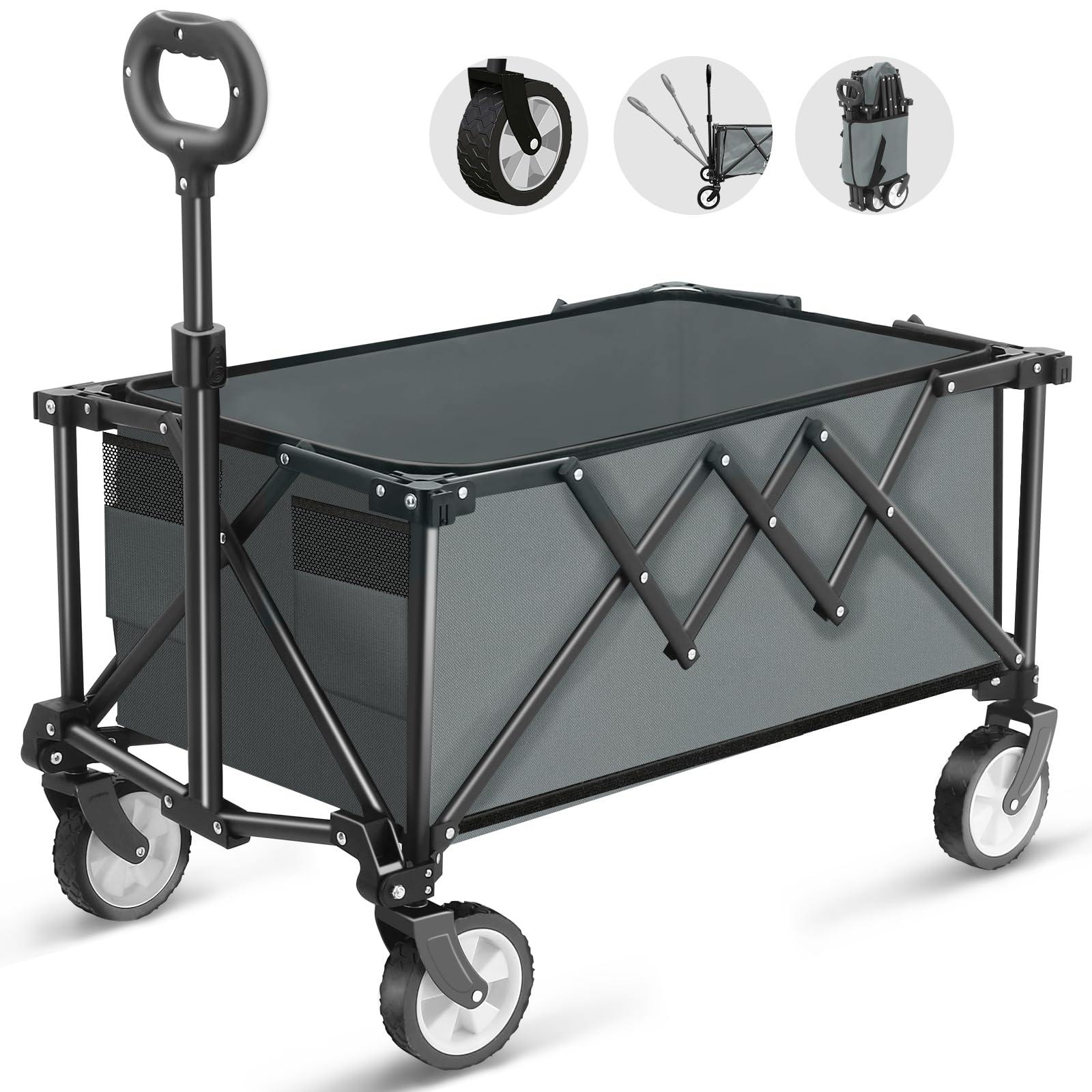 Carrello Pieghevole su Ruote 100kg, Grigio