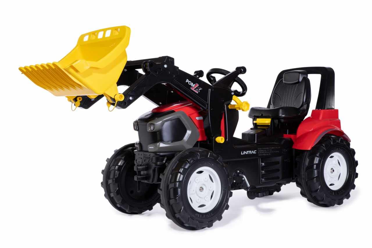 Rolly Toys 730117 - Trattore a pedale, rollyFarmtrac Premium Lindner, FL (per bambini di circa 3-8 anni, con caricamento frontale, archetto di avvolgimento e pneumatici silenziosi)