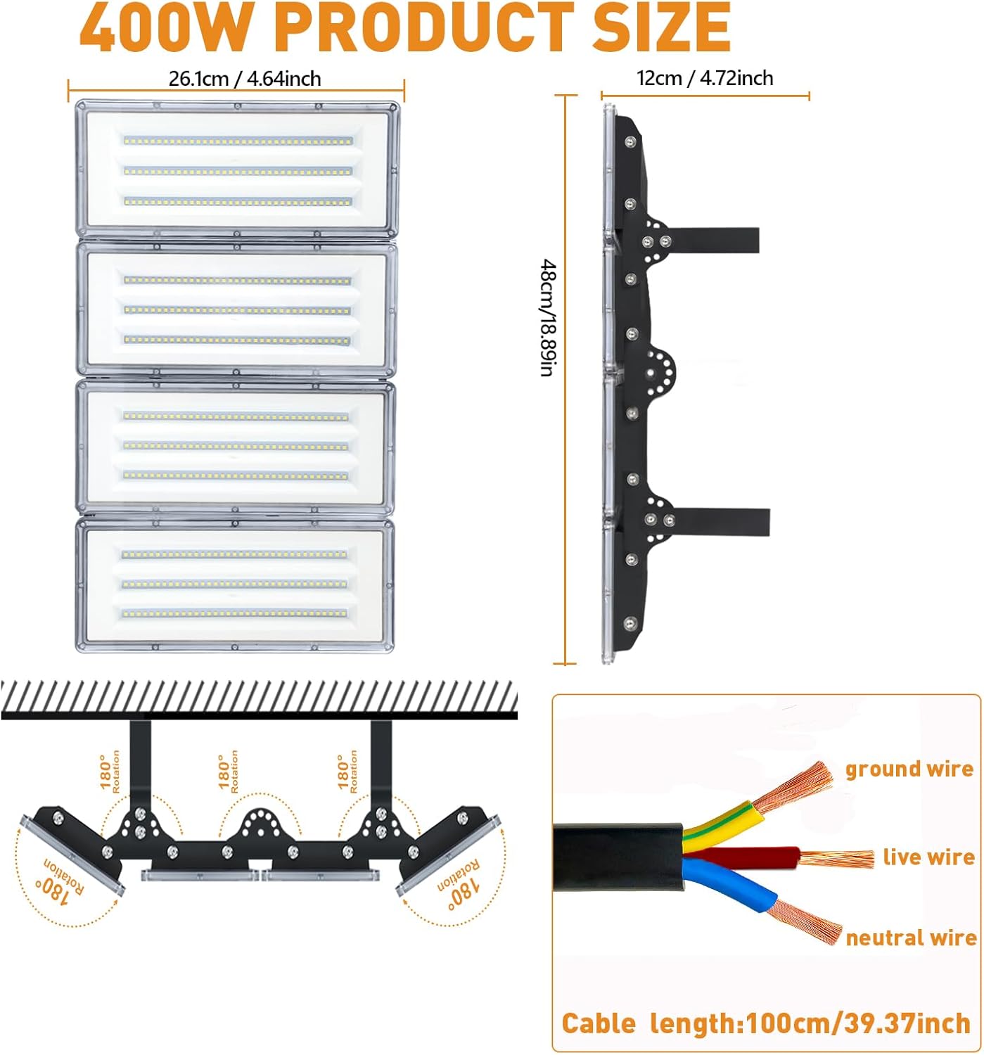 Annifunly Faretto LED Esterno 400W 40000LM 2 Pezzi - immagine 7